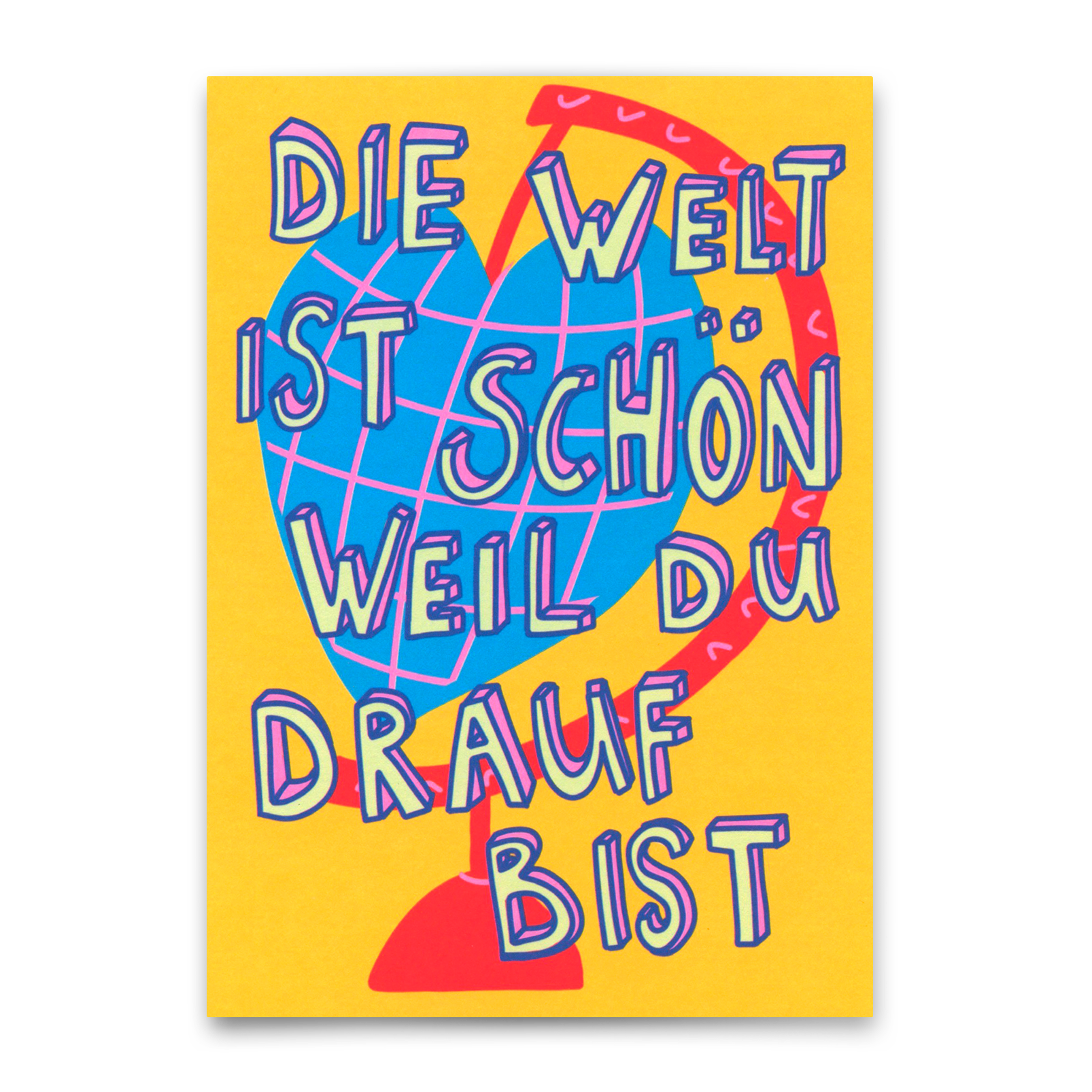 Postkarte "Die Welt ist schön" | Schöne Karte mit Spruch