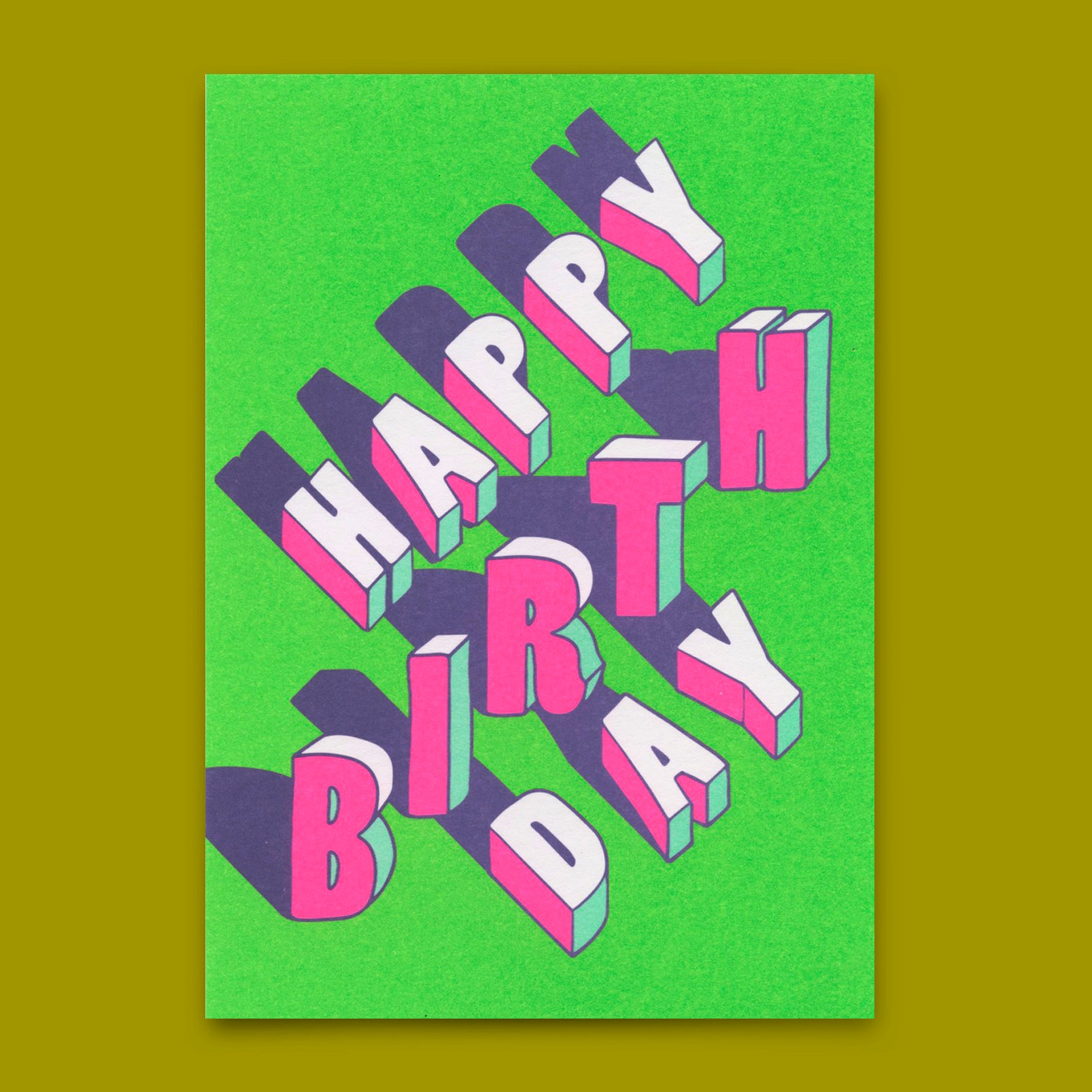 Postcard "Happy Birthday Lilac/Green" | Unusual birthday card
