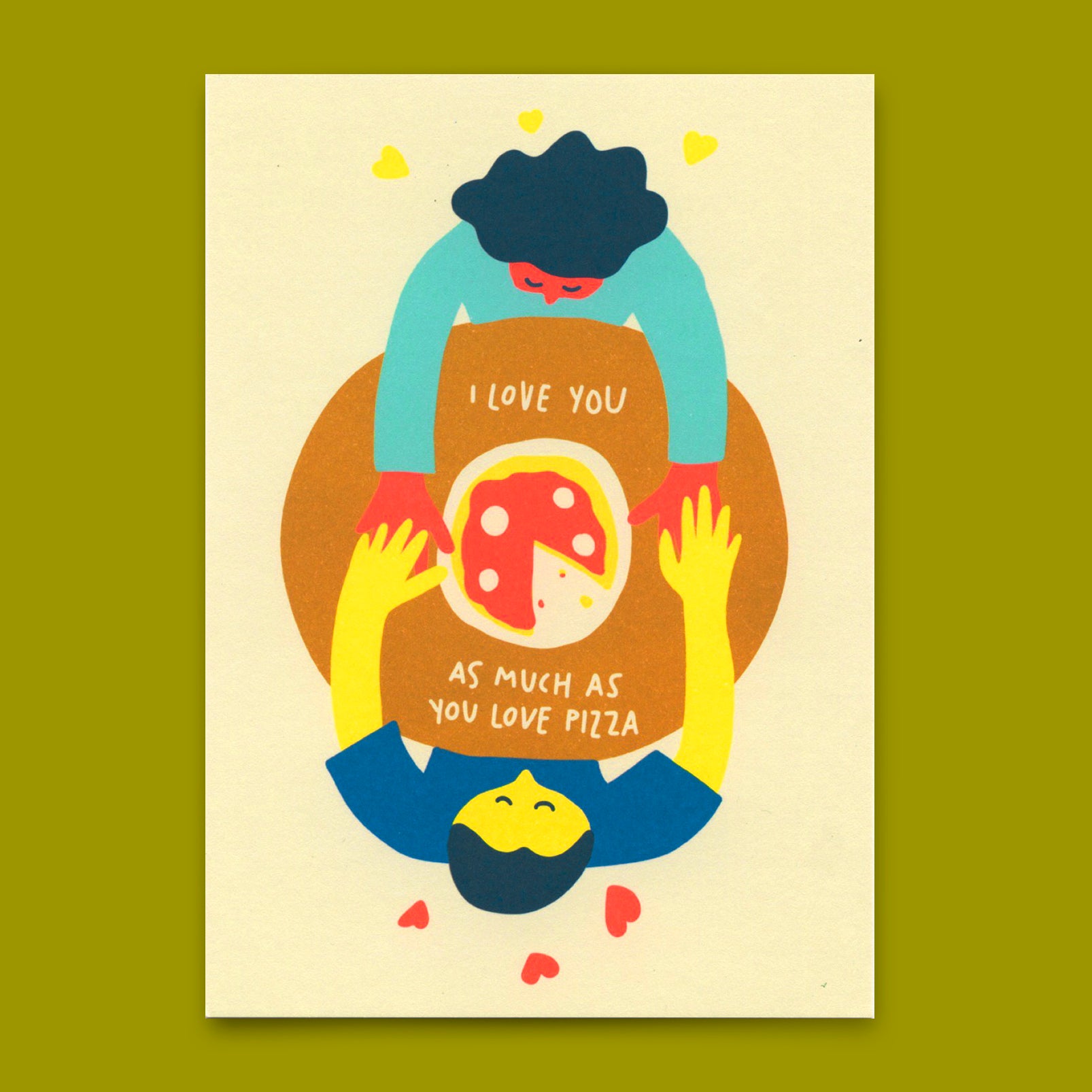 Postcard "As much as Pizza" | Funny card for lovers