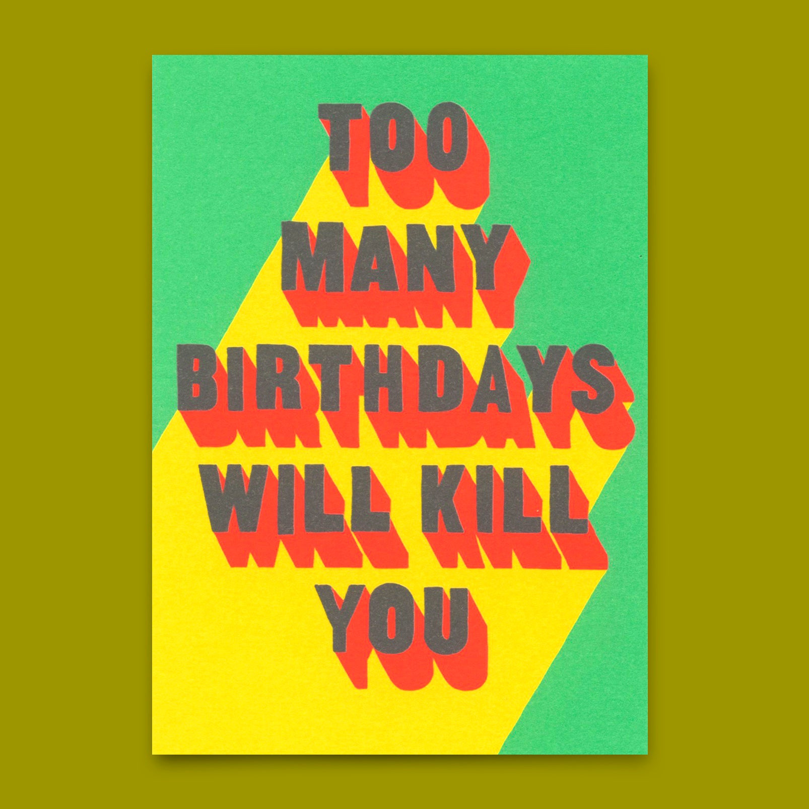 Postcard "Too many bdays" | Funny card with saying for birthday