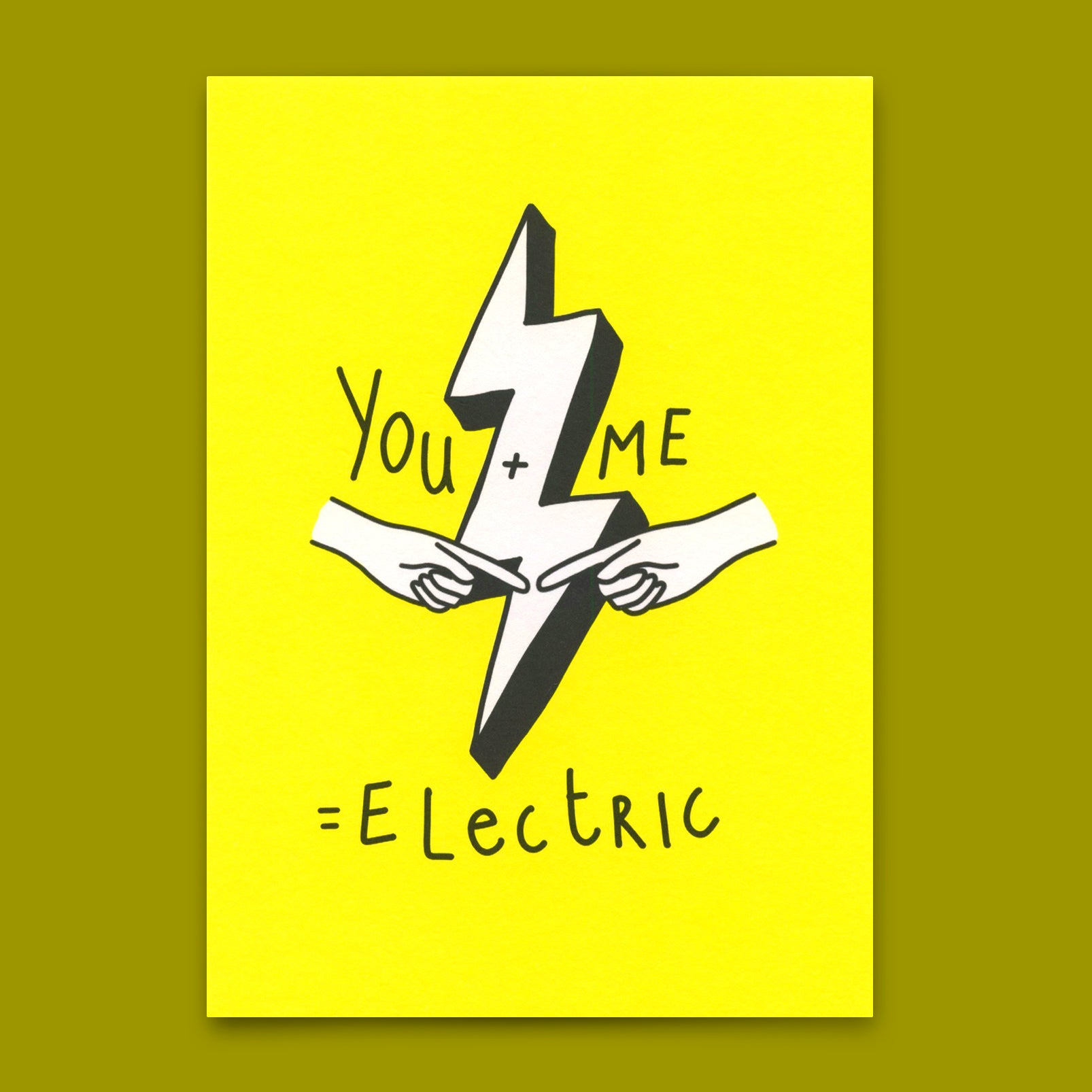 Postcard "You + Me = Electric" | Special card for lovers