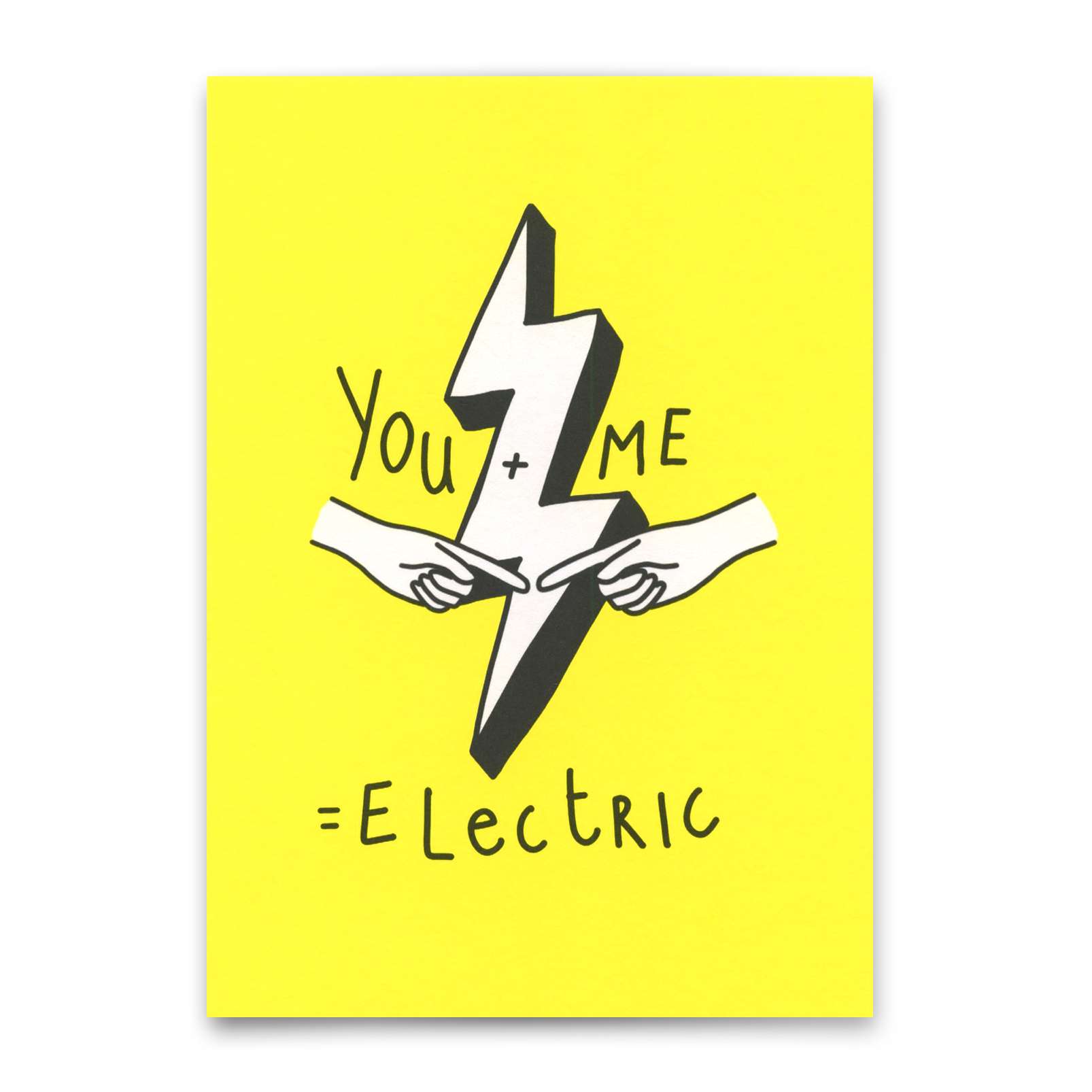 Postcard "You + Me = Electric" | Special card for lovers