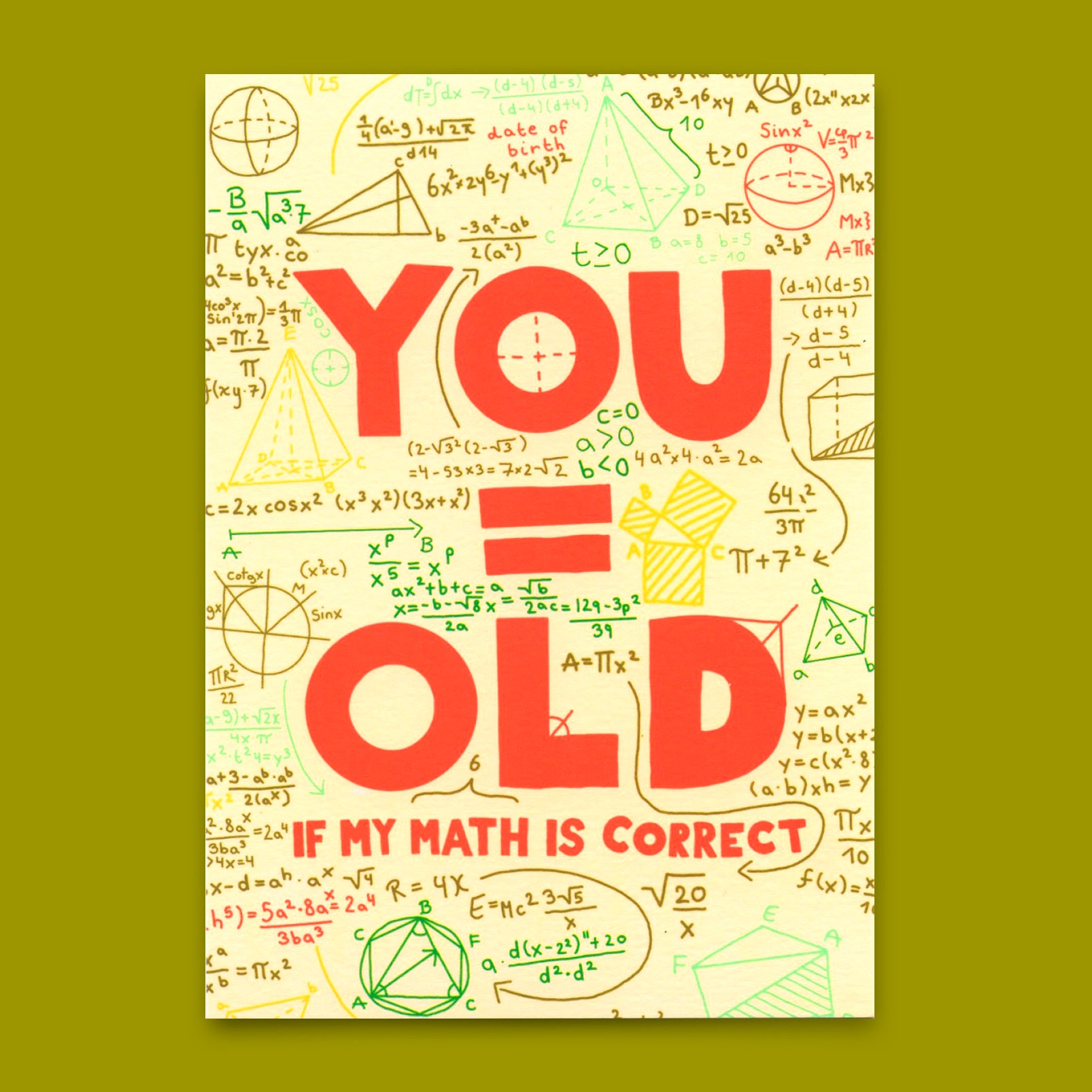Postcard "You = Old" | Funny birthday card