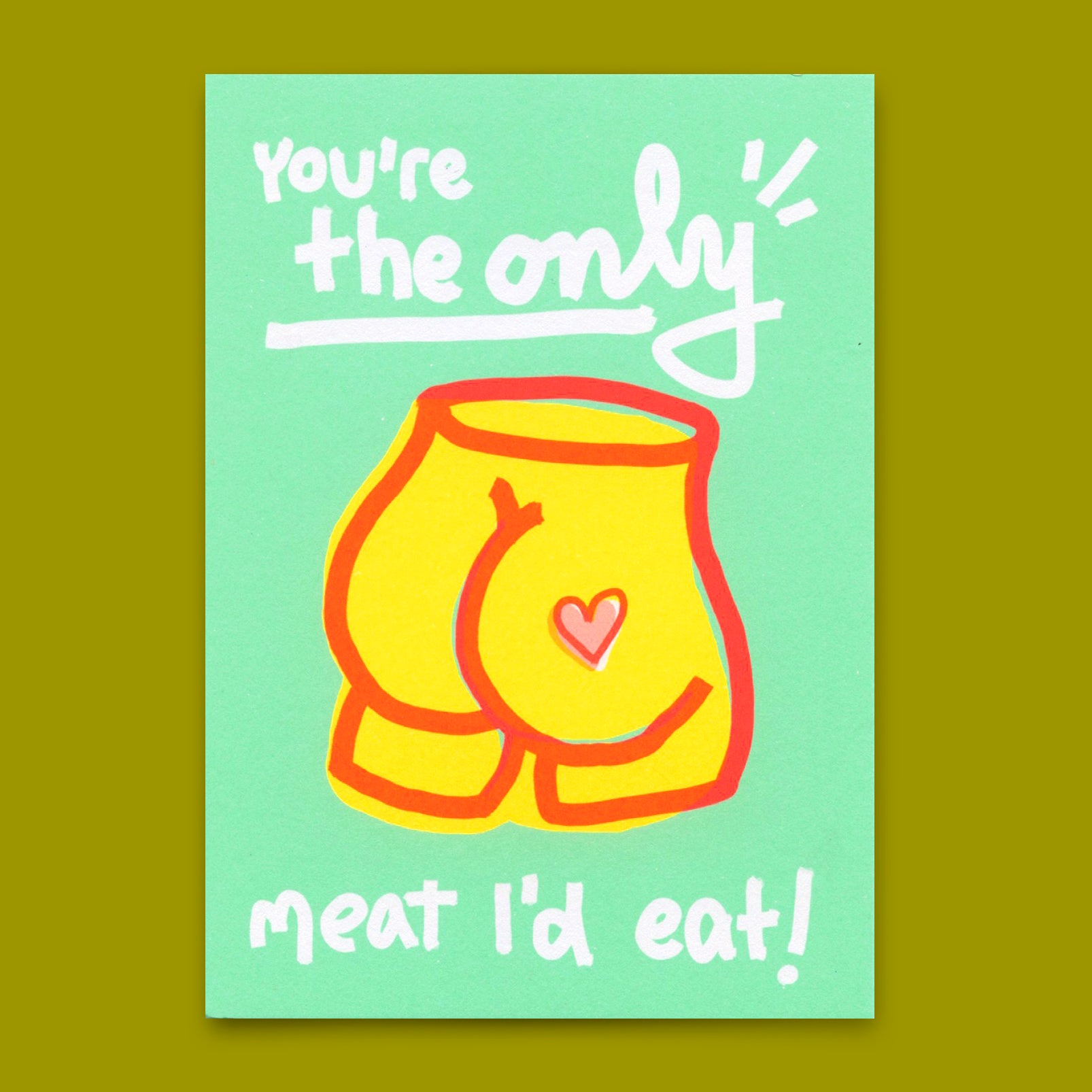 Postcard "Only meat..." | Funny card with saying for birthday