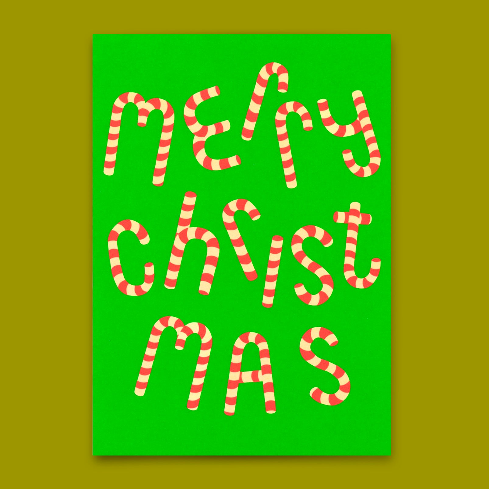 Postkarte "Candy Typo" | Schöne Karte zu Weihnachten