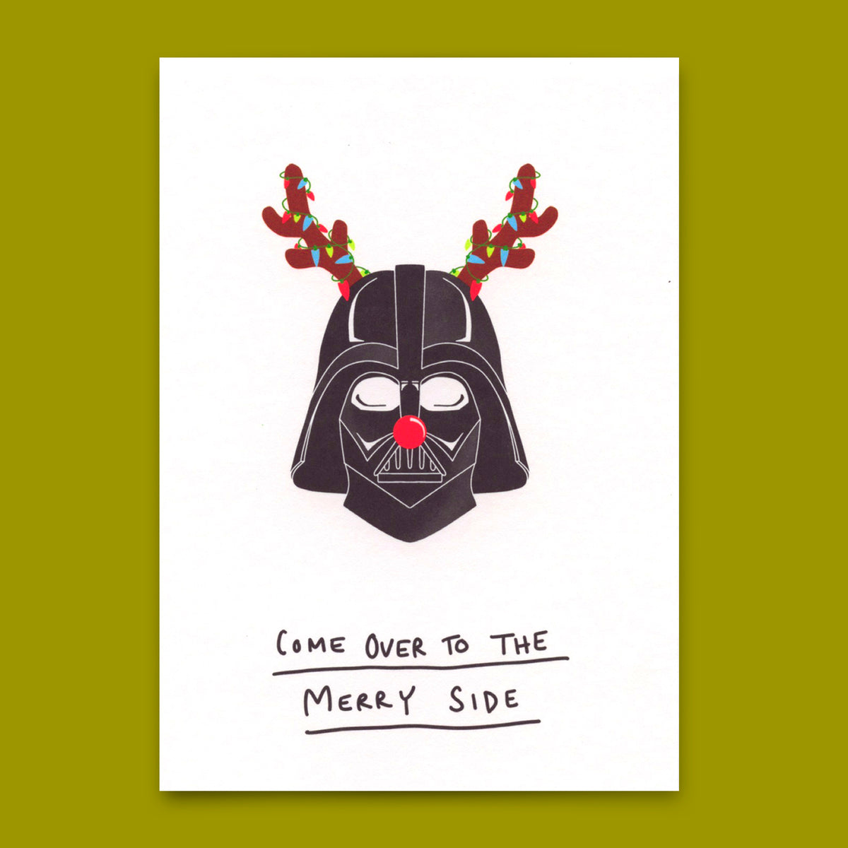 Postcard "Come over to the merry side" | Funny card for Christmas