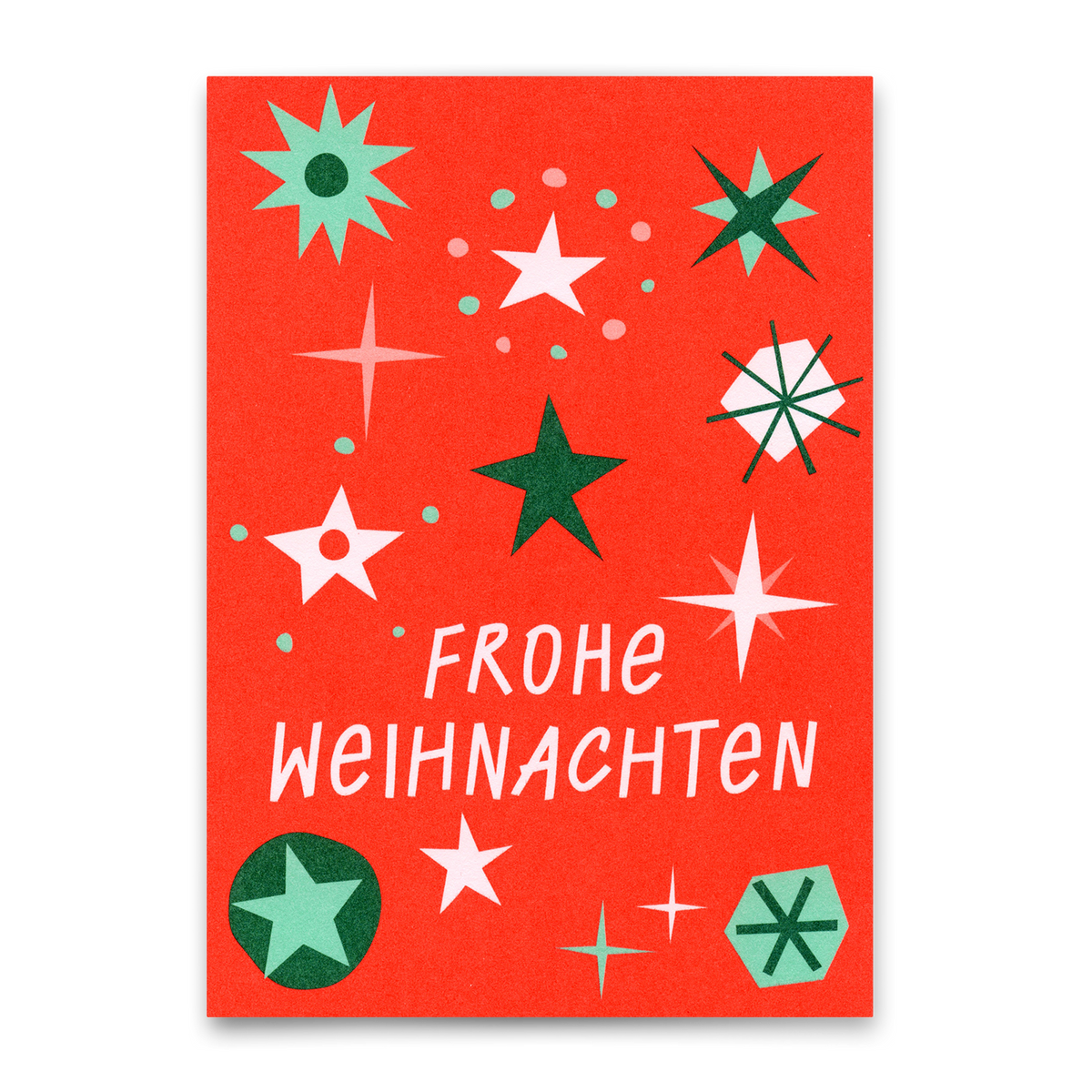 Postkarte "Frohe Weihnachten Schneeflocken Rot" | Besondere Karte zu Weihnachten