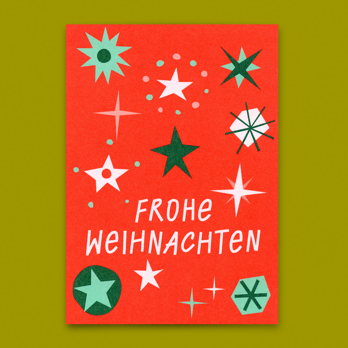 Postkarte "Frohe Weihnachten Schneeflocken Rot" | Besondere Karte zu Weihnachten
