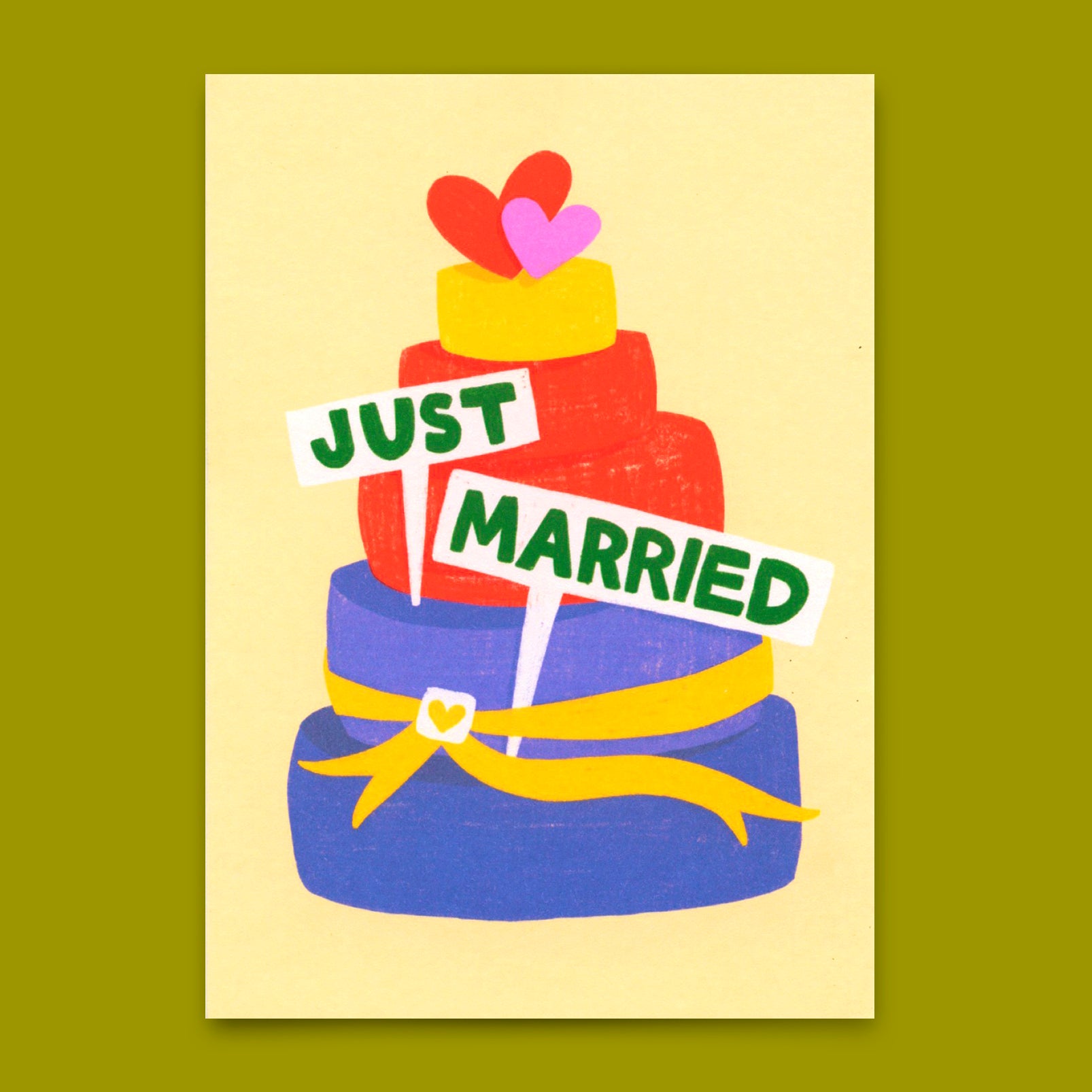 Postcard "Just married cake" | Beautiful wedding card