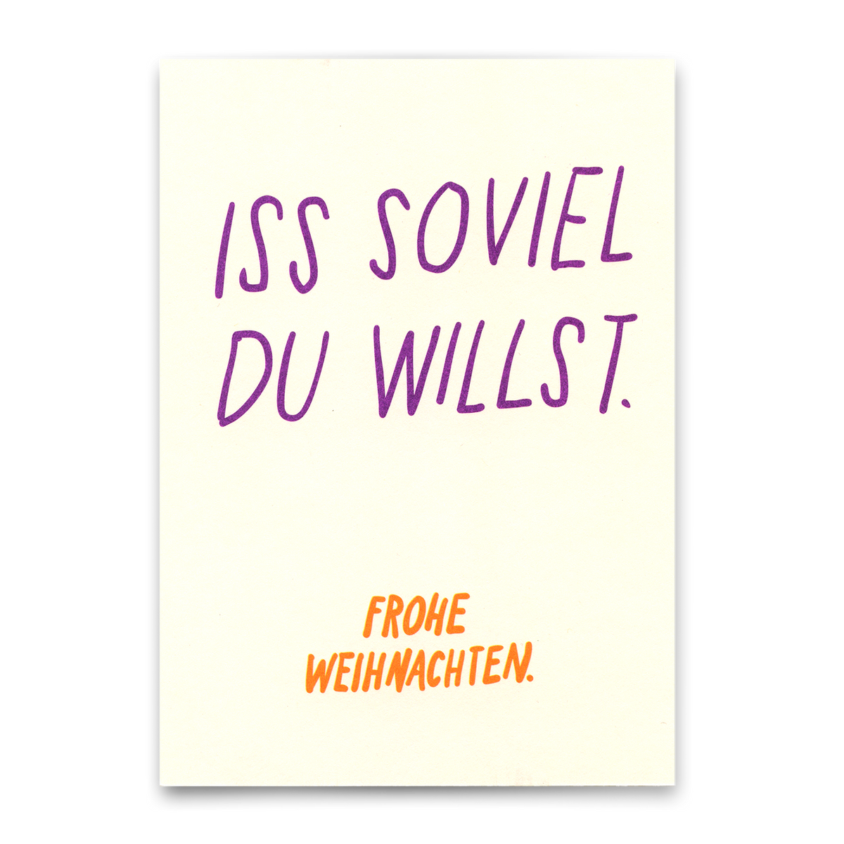 Postkarte "Iss soviel du willst" | Coole Karte zu Weihnachten mit Spruch