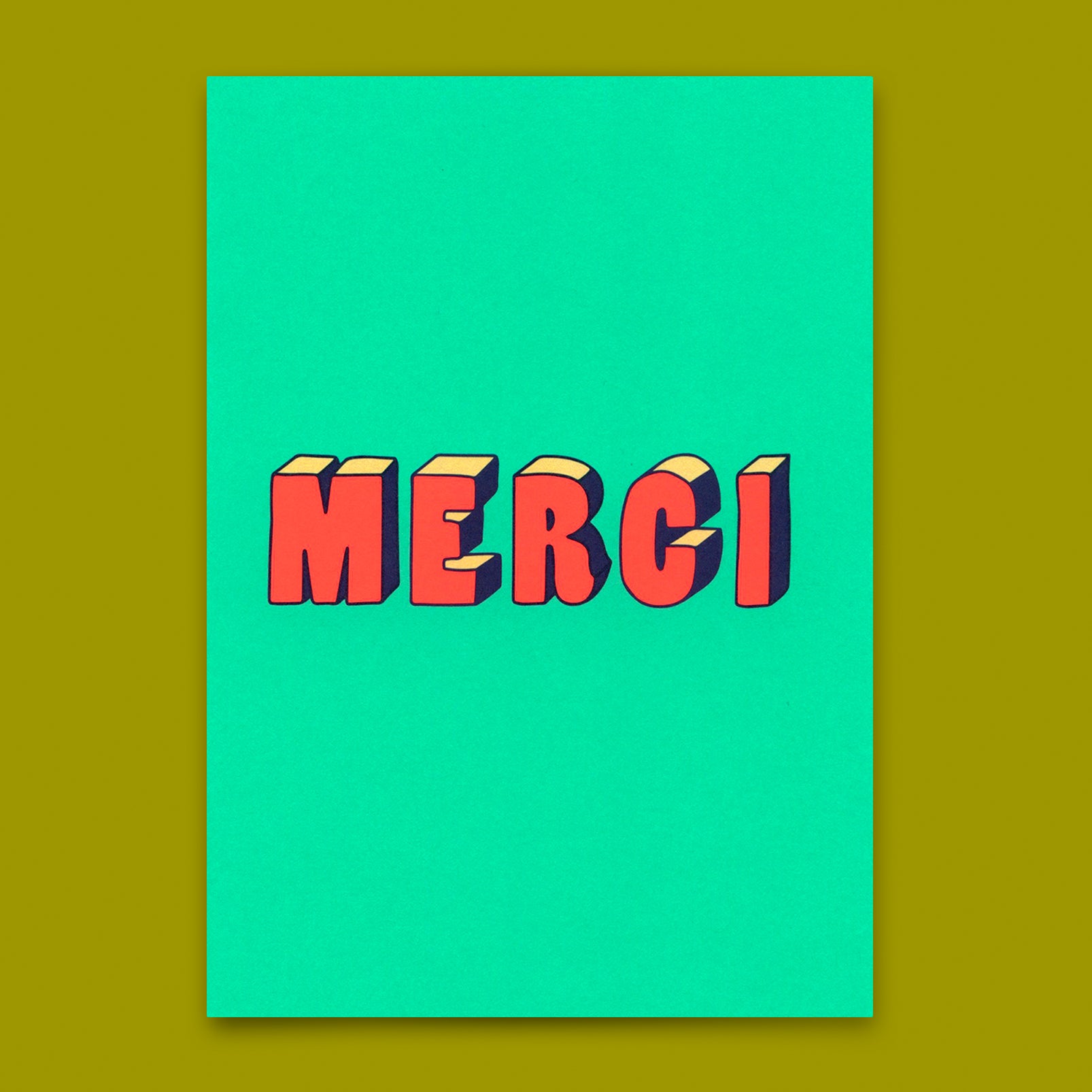 Postkarte "Merci 3D-Typo" | Coole Karte zum Dankesagen
