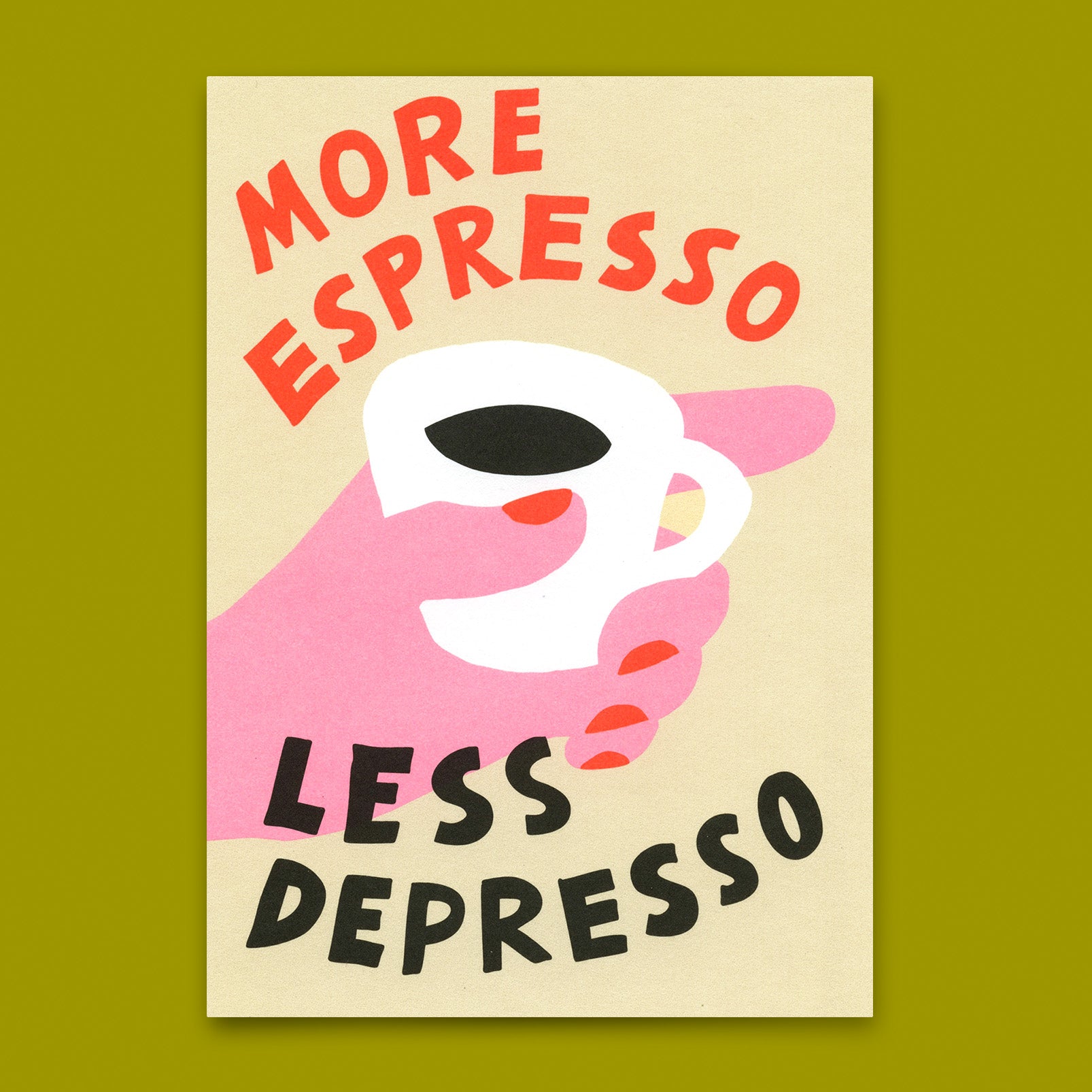 Postkarte "More Espresso Hand" | Lustige Karte mit Spruch