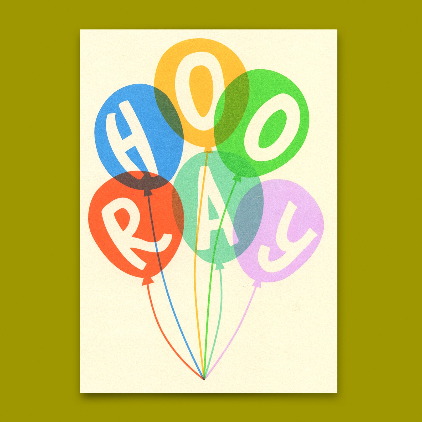 Postkarte "Hooray Balloons" | Schöne Karte für jeden Anlass