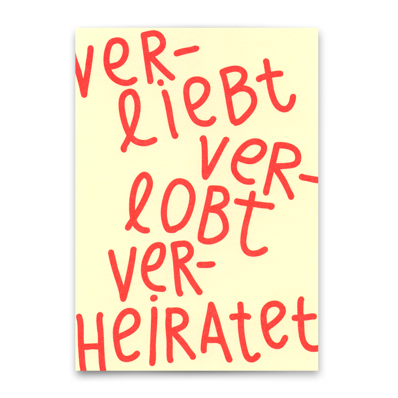 Postkarte "Ver-liebt, Ver-lobt, Ver-heiratet" | Besondere Karte zur Hochzeit