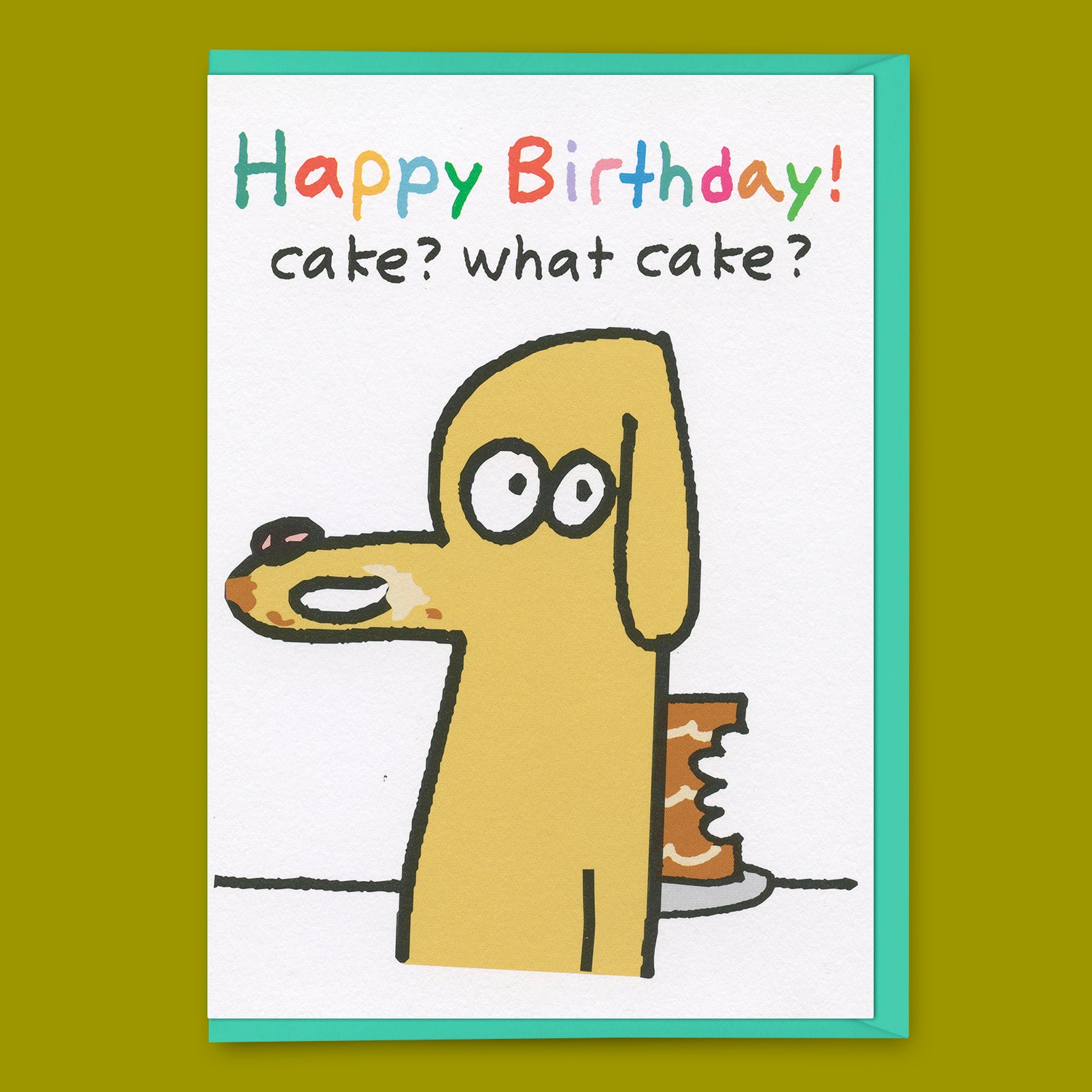 Grußkarte „Cake? What Cake?“ | Lustige Klappkarte für Kuchenliebhaber | Ohh Deer