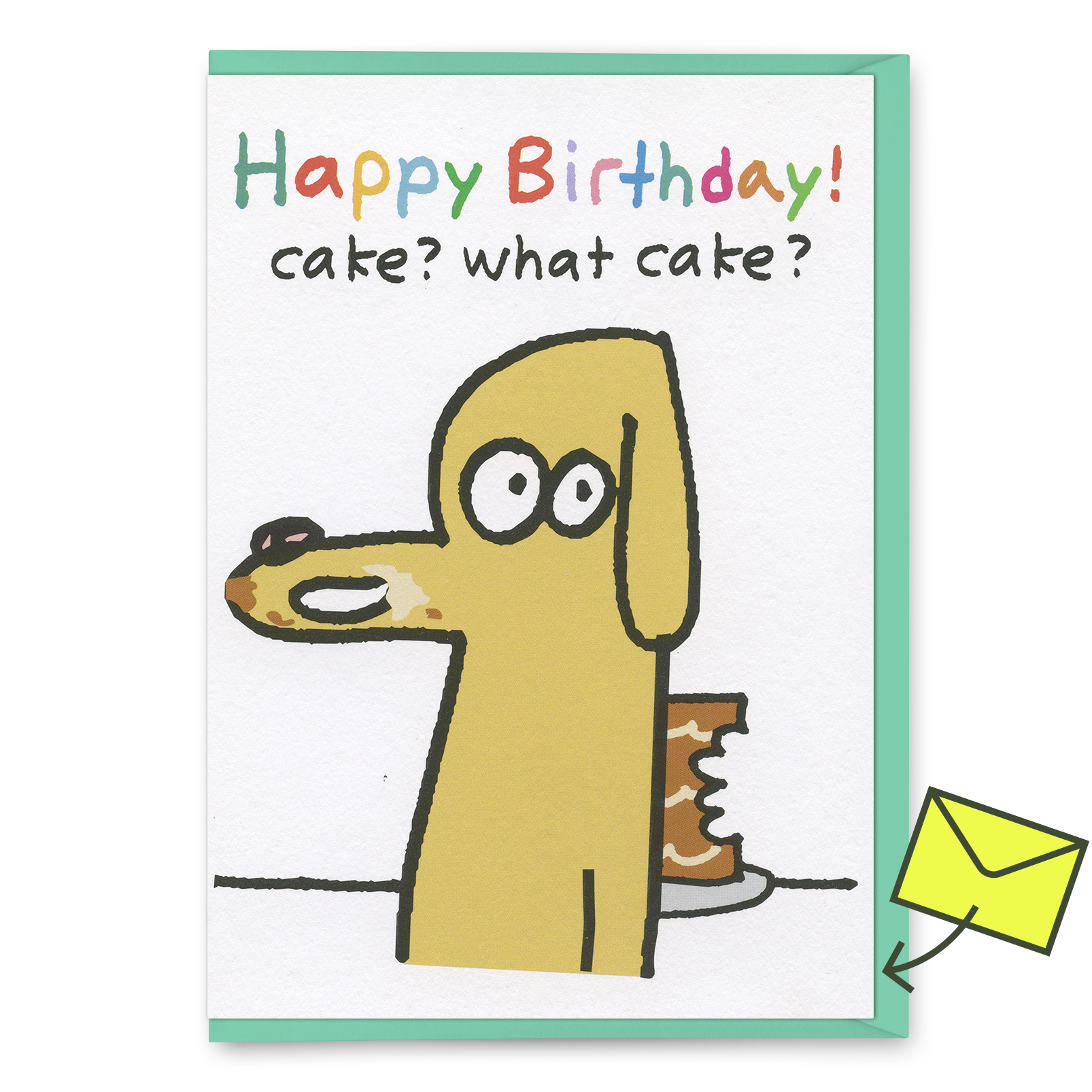 Grußkarte „Cake? What Cake?“ | Lustige Klappkarte für Kuchenliebhaber | Ohh Deer