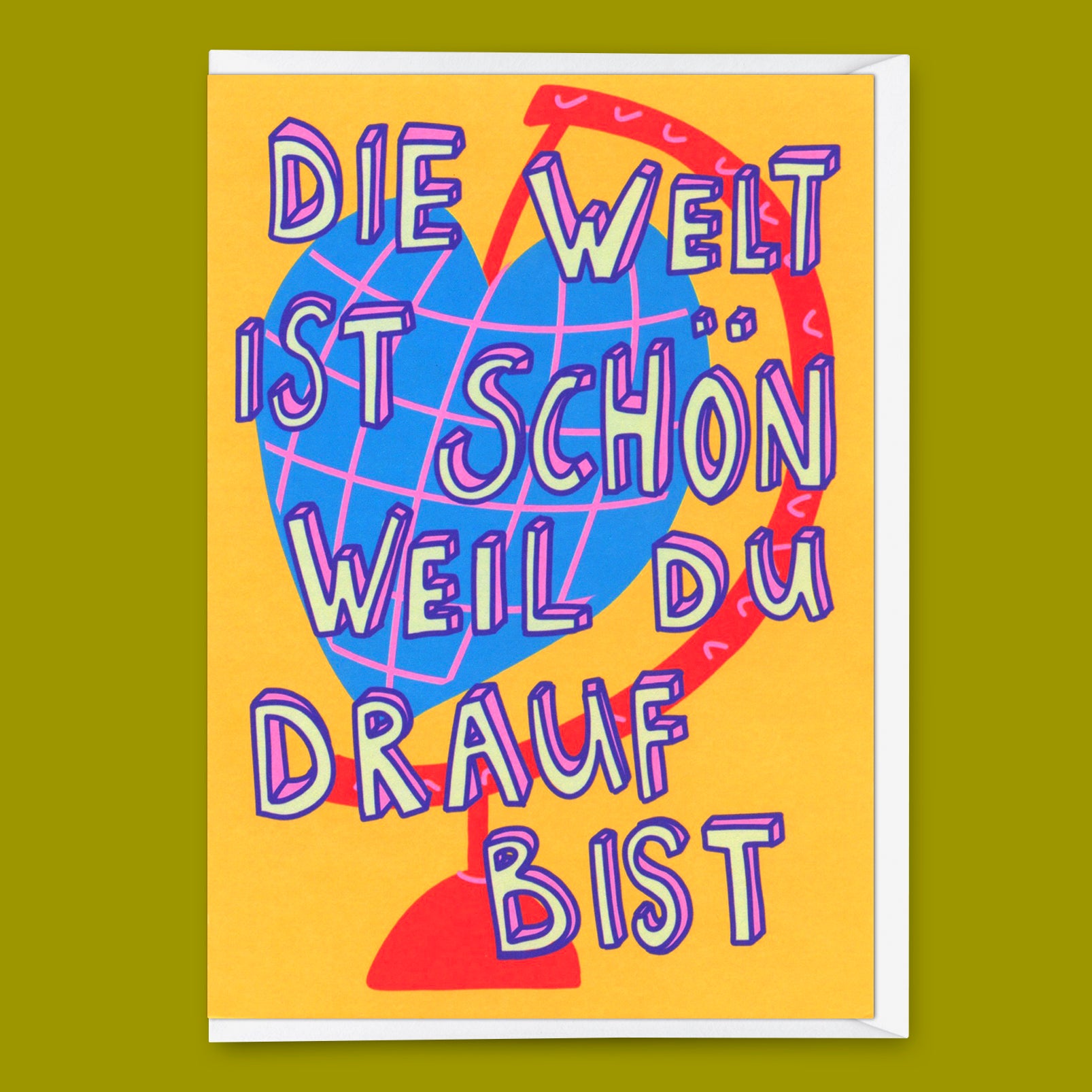 Grußkarte "Die Welt ist schön" | Schöne Klappkarte für Verliebte