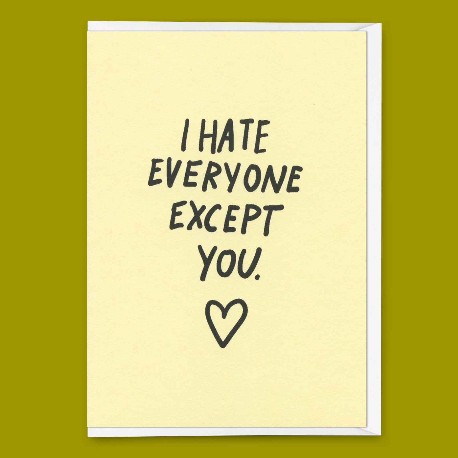 Grußkarte "I hate everyone – except you" | Lustige Klappkarte für Verliebte