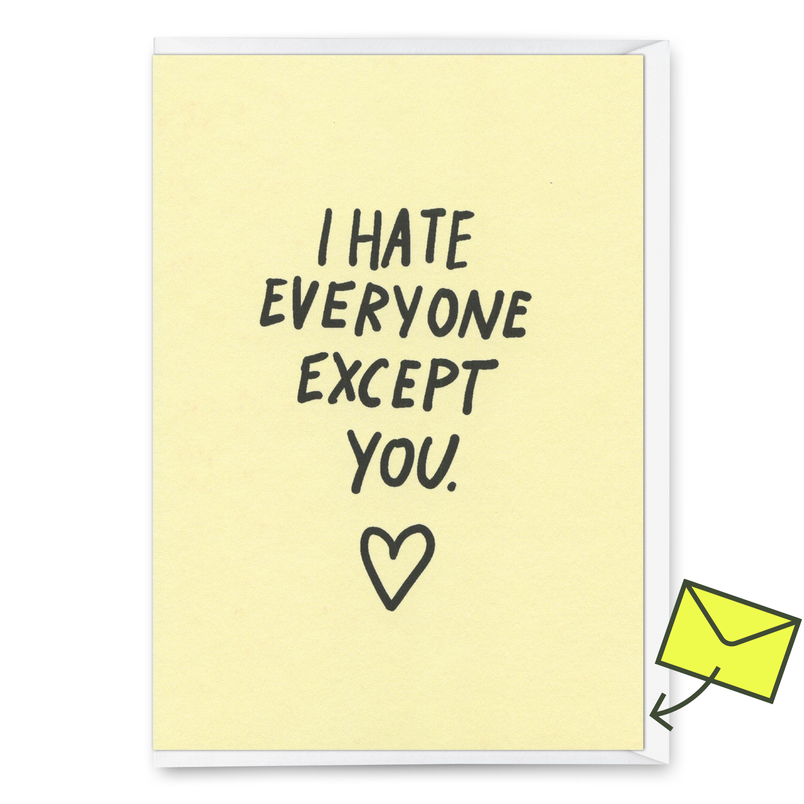 Grußkarte "I hate everyone – except you" | Lustige Klappkarte für Verliebte