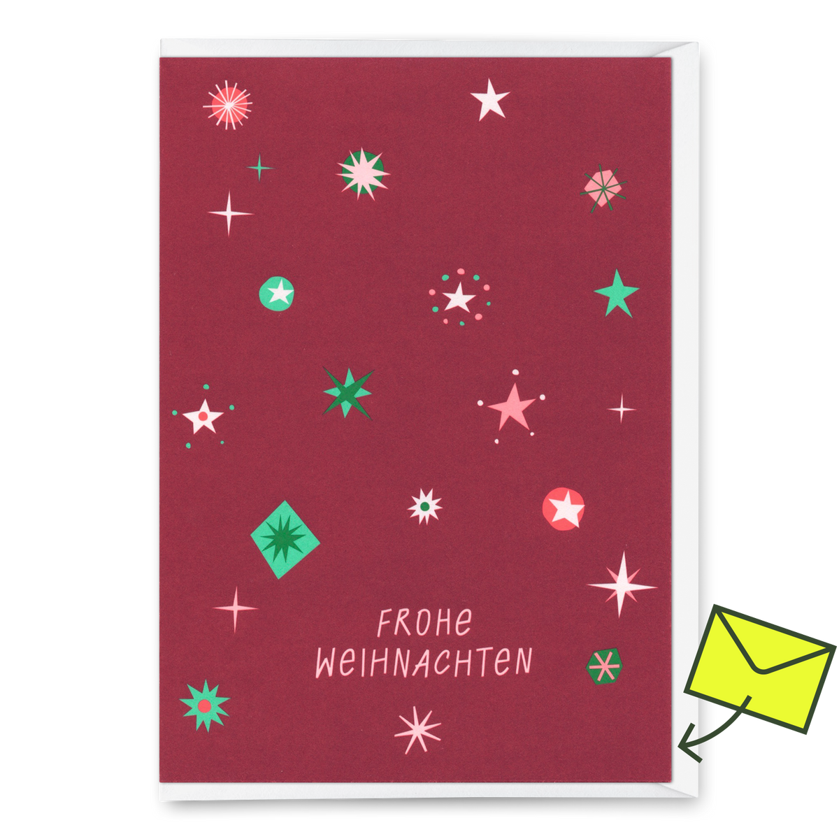 Greeting card "Xmas Snowflakes Wine Red" | Special card for Christmas