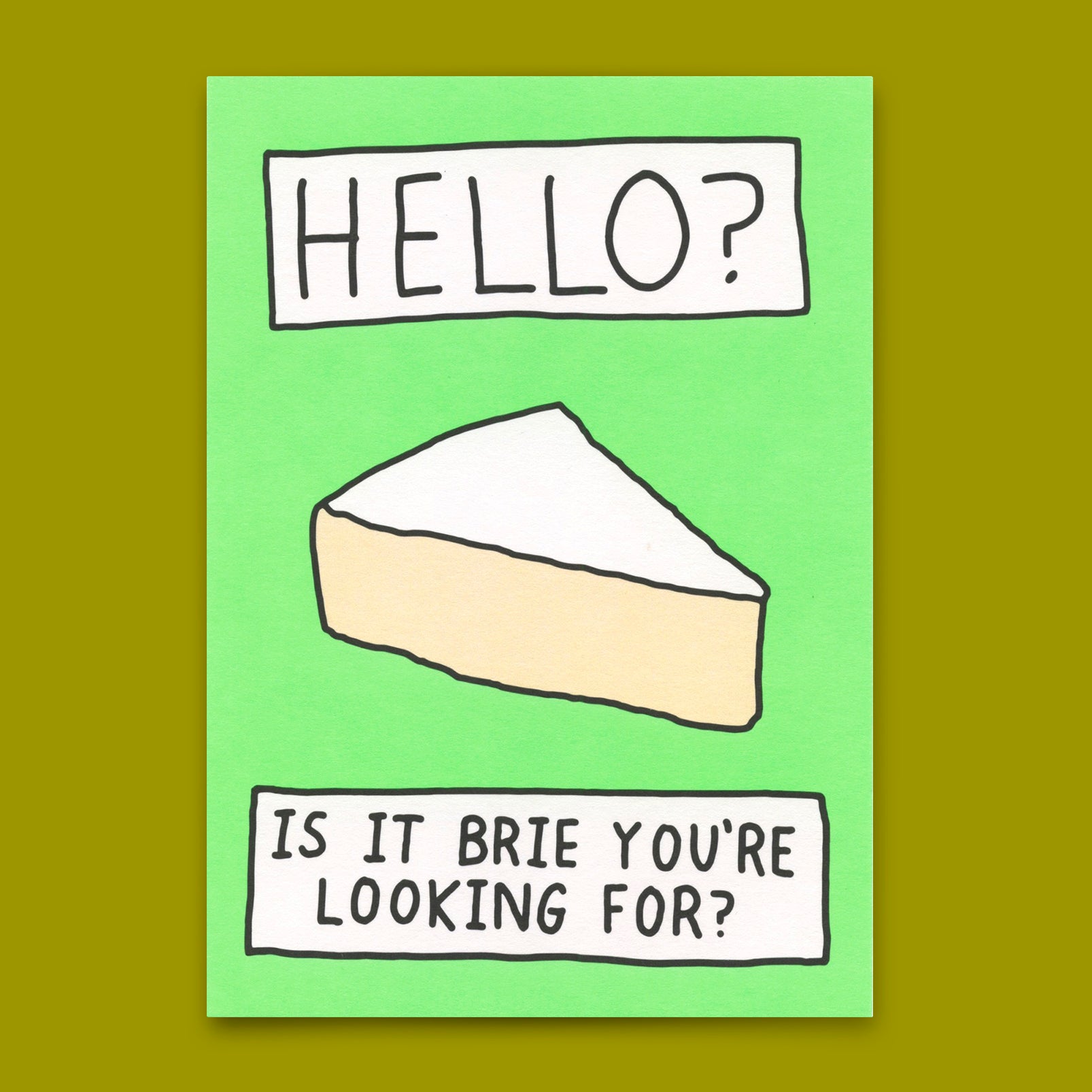 Postcard "Hello, Brie?" | Funny card with saying