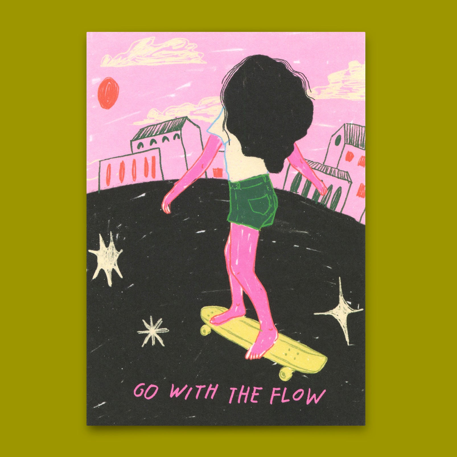 Postkarte "Go with the flow" | Coole Karte mit Spruch