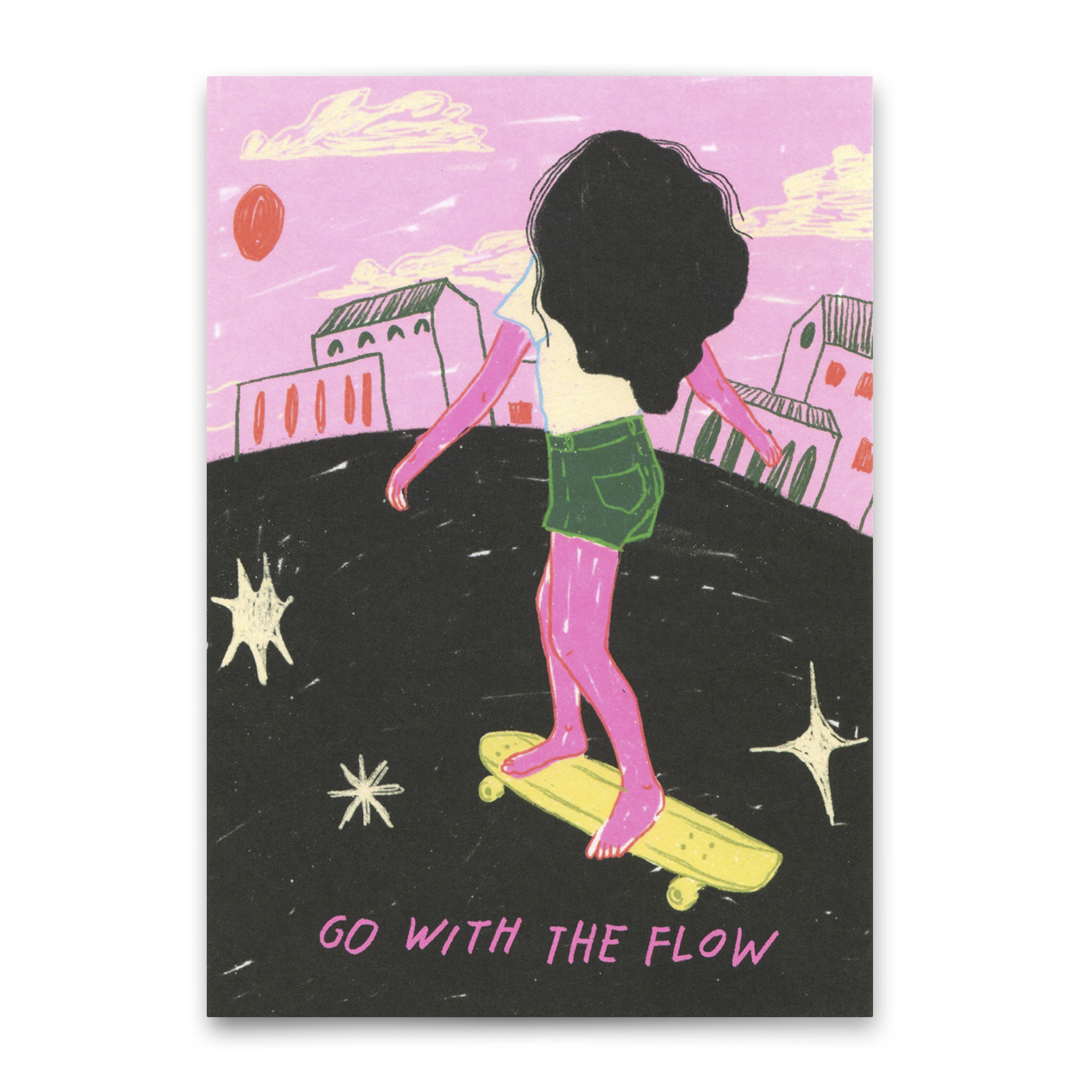 Postkarte "Go with the flow" | Coole Karte mit Spruch