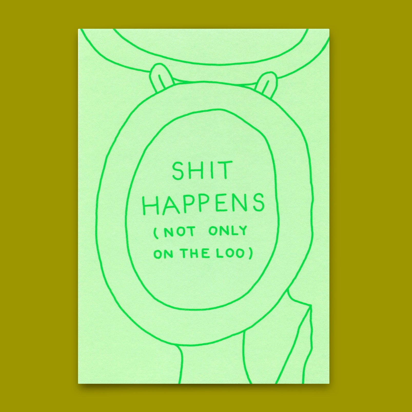 Postkarte "Shit happens (not only on the loo)" | Lustige Karte mit Spruch 