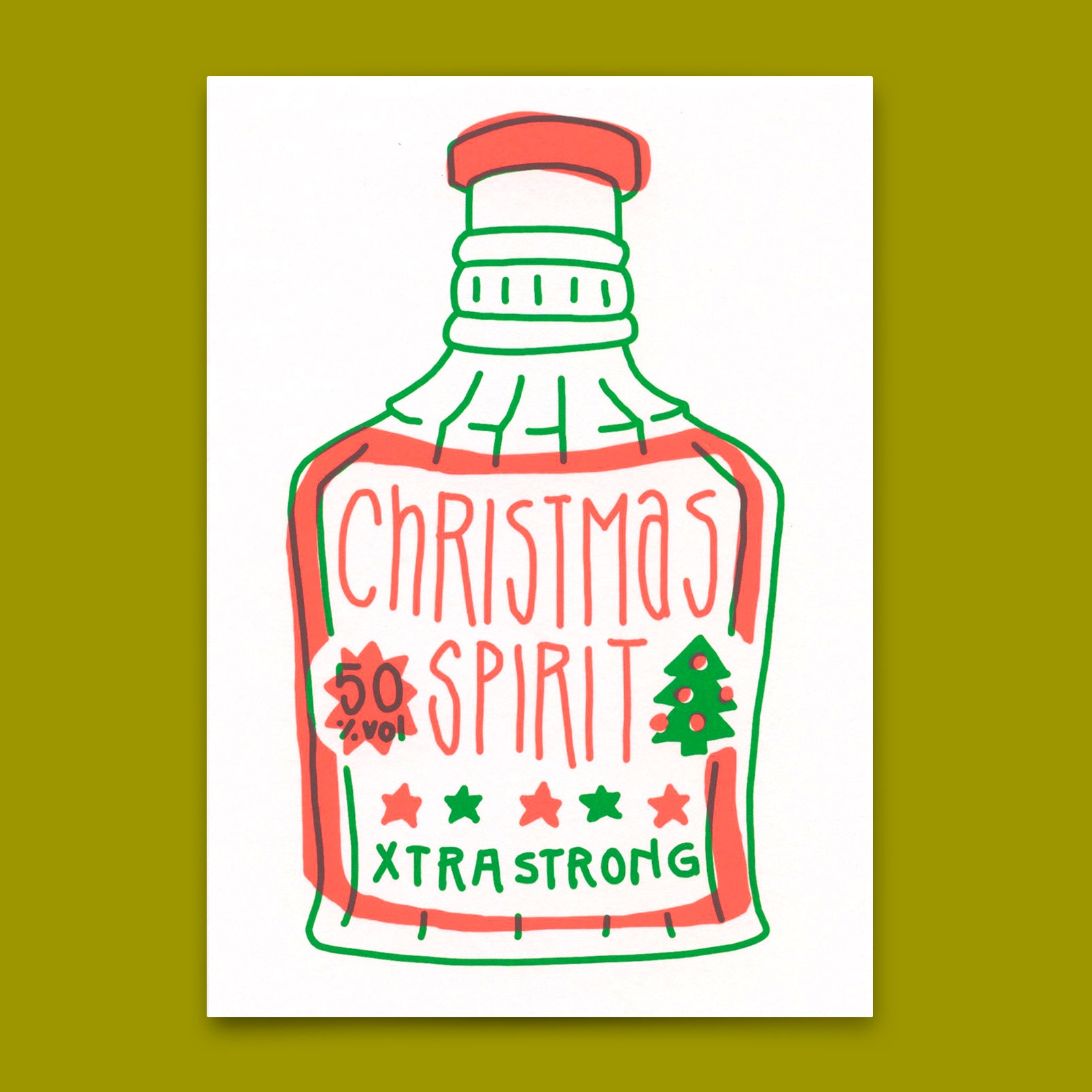 Postcard "Xtra strong Xmas spirit" | Funny card for Christmas