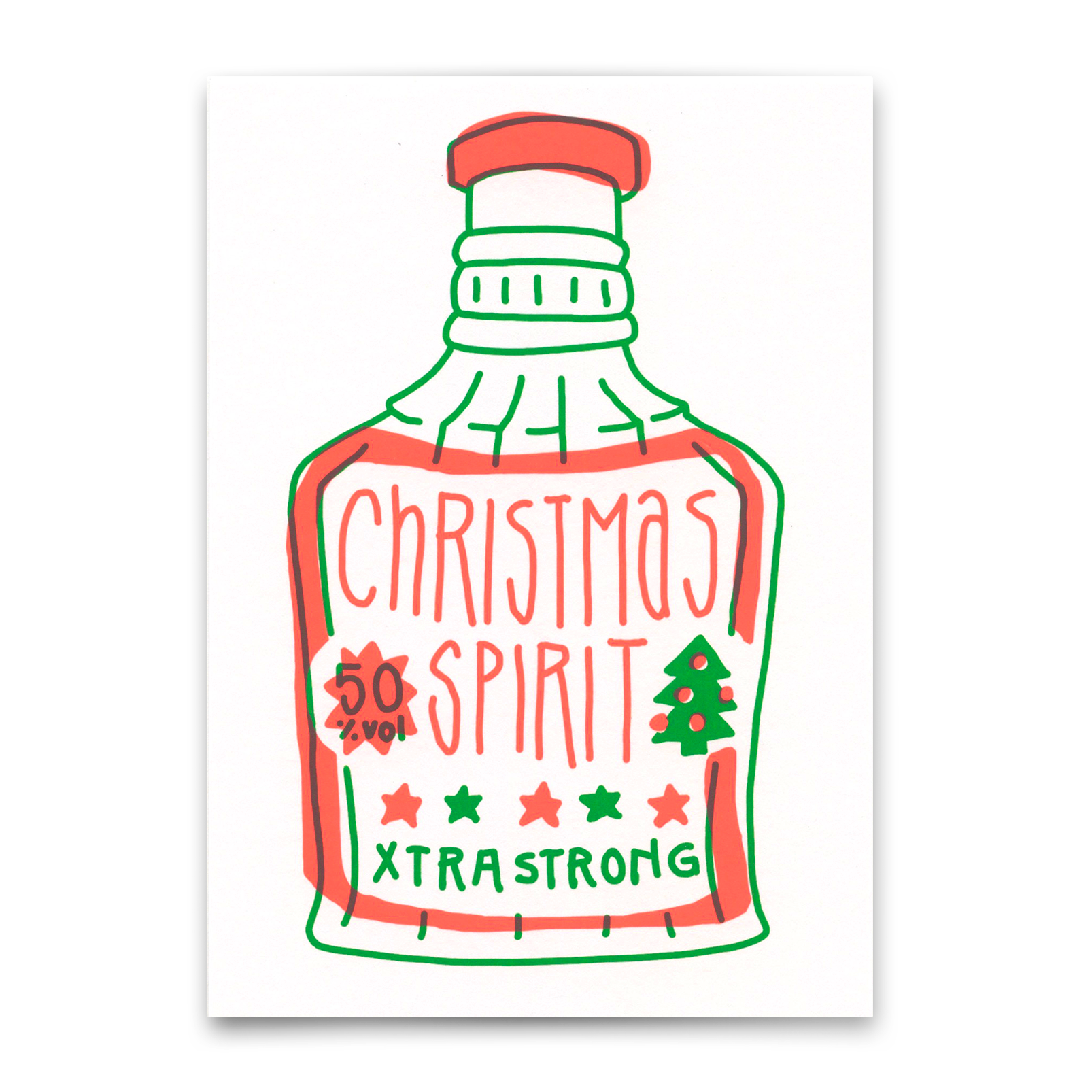 Postcard "Xtra strong Xmas spirit" | Funny card for Christmas
