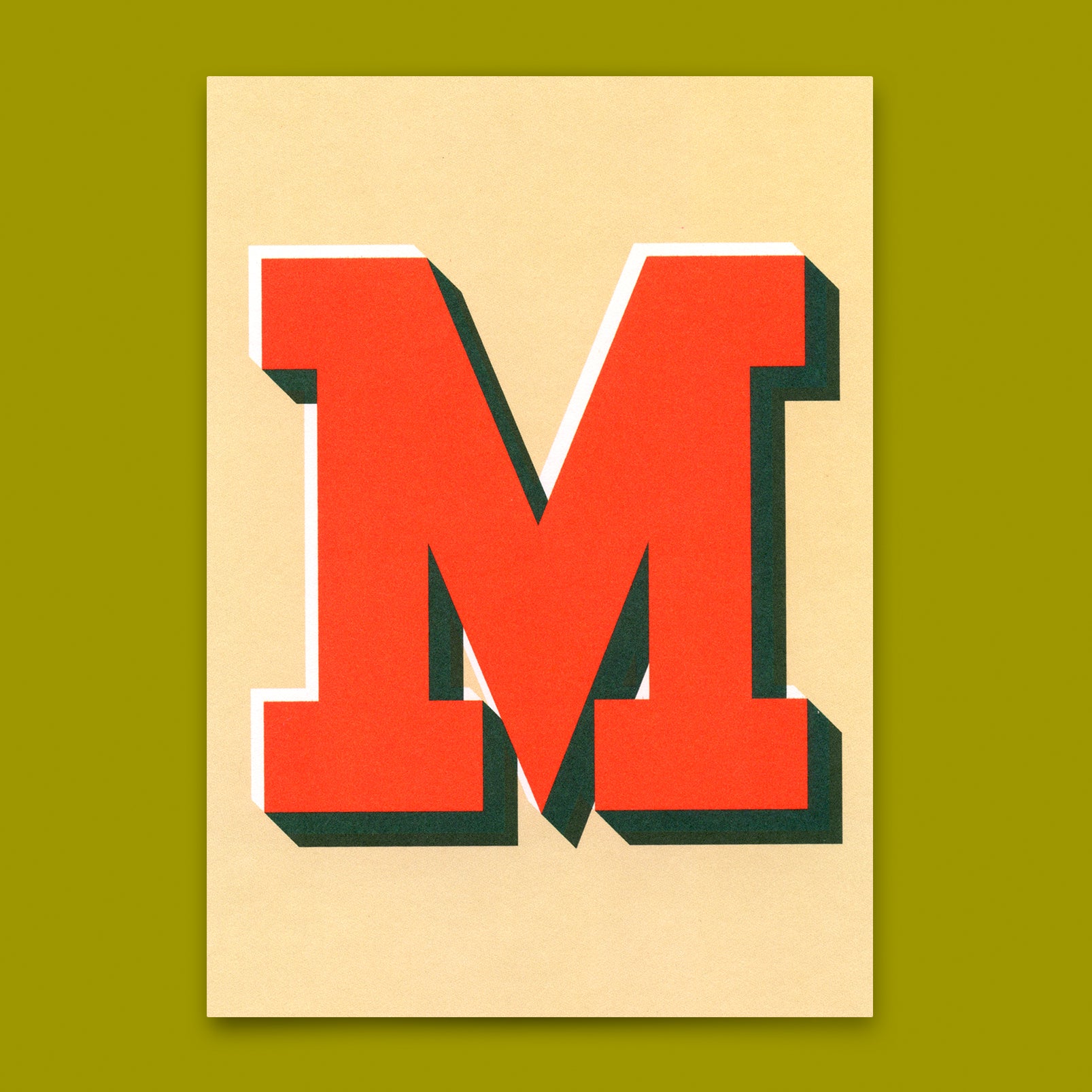Monogrammkarte "M" | Coole Buchstaben Postkarte