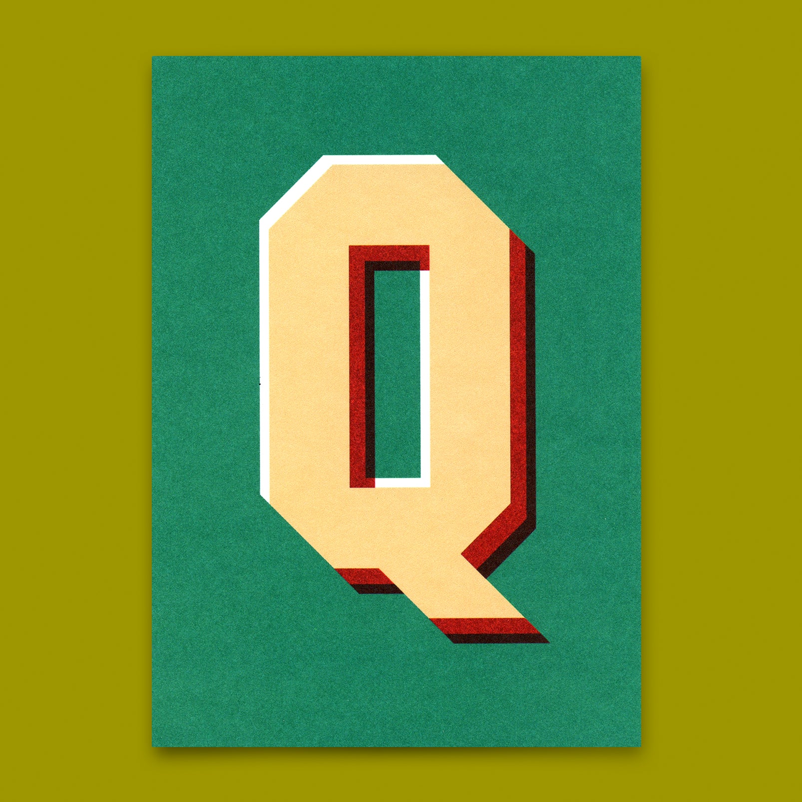 Monogrammkarte "Q" | Coole Buchstaben Postkarte