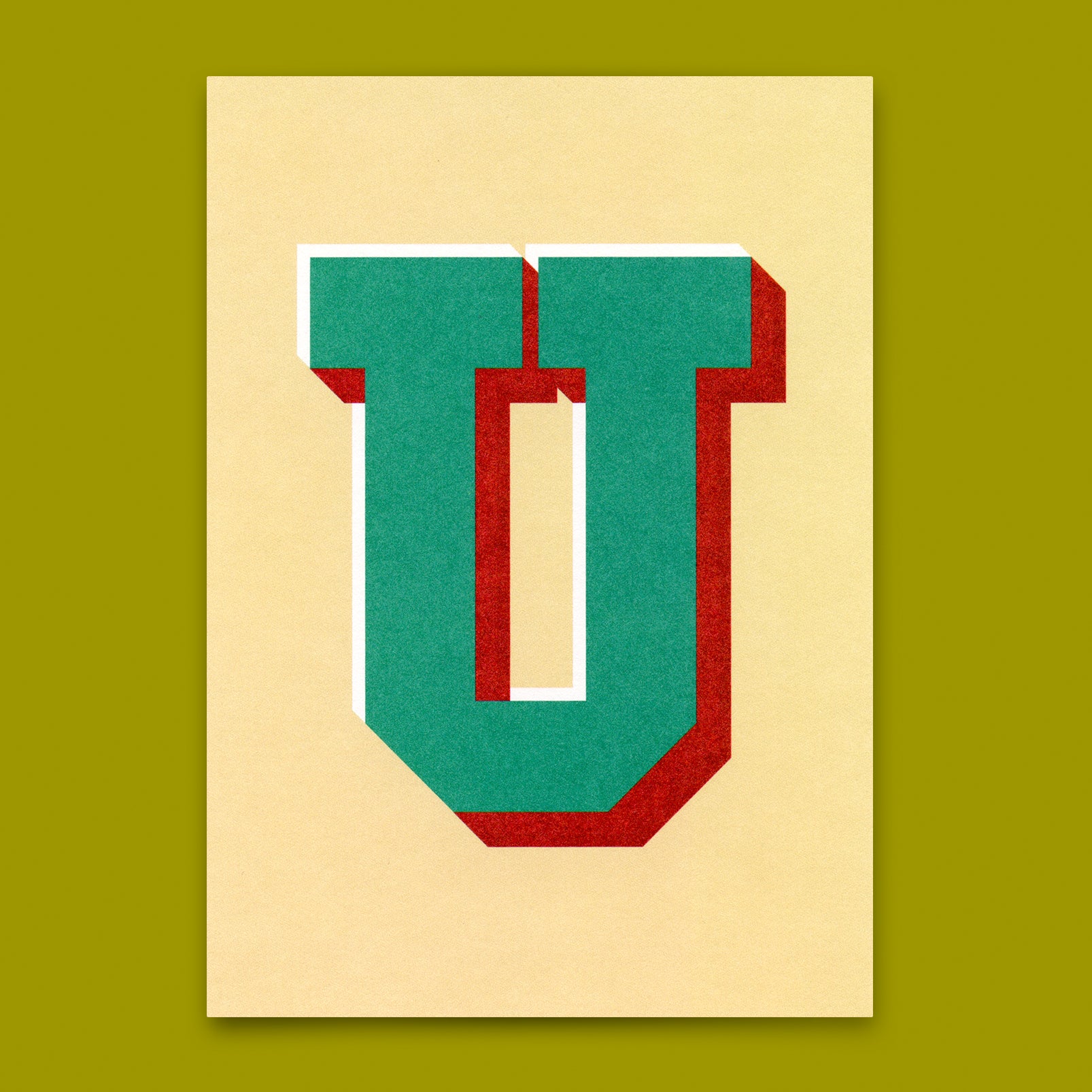 Monogrammkarte "U" | Coole Buchstaben Postkarte