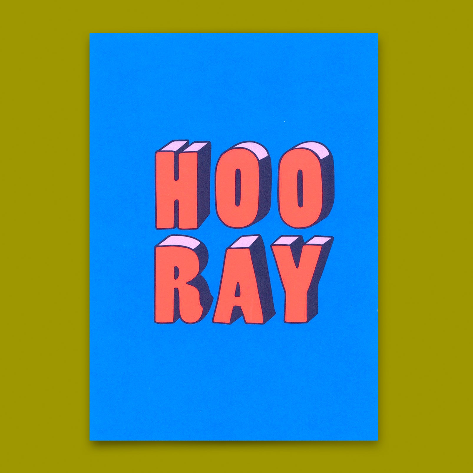 Postkarte "Hooray 3D-Typo" | Coole Karte für jeden Anlass