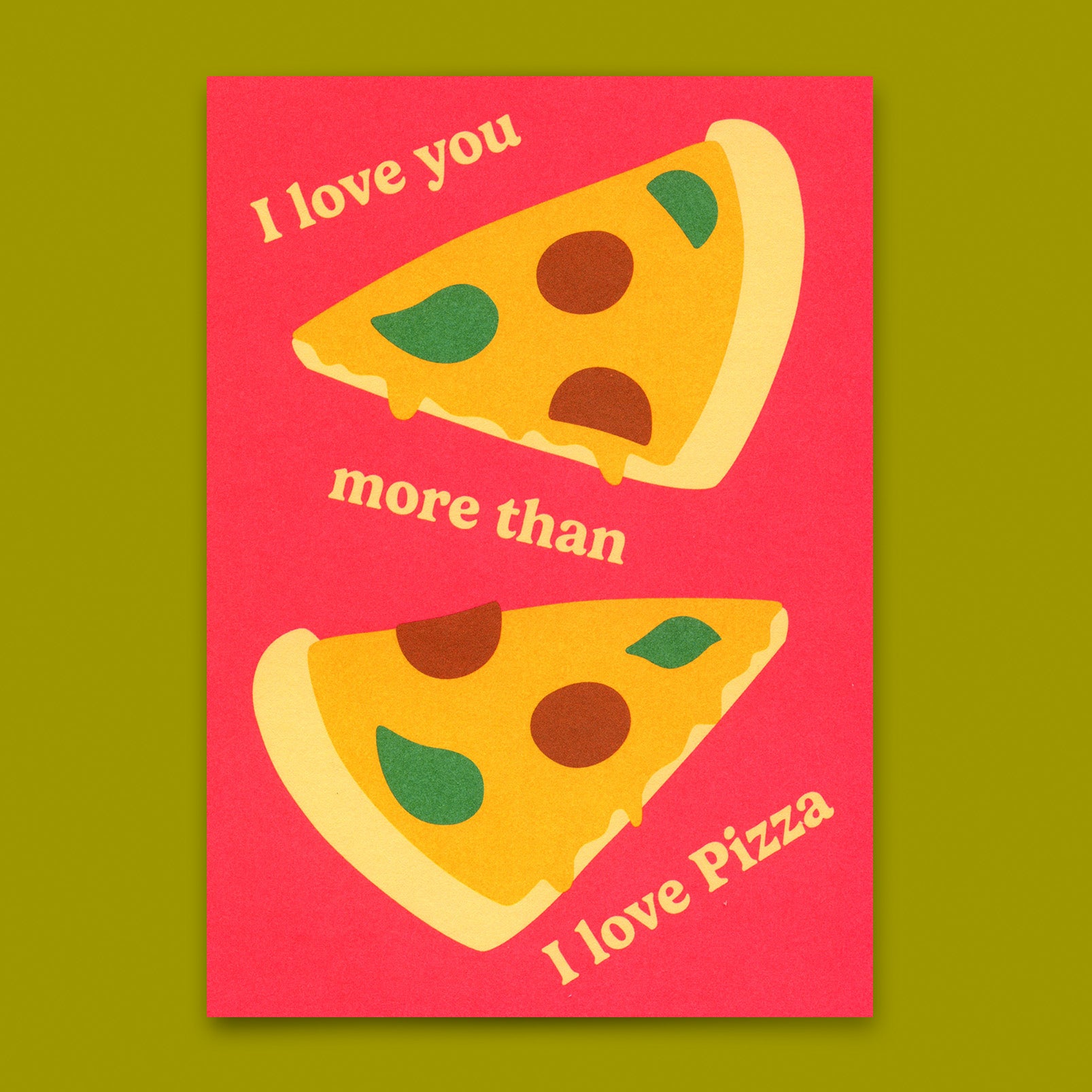 Postkarte "I love you more than Pizza" | Lustige Karte für Verliebte