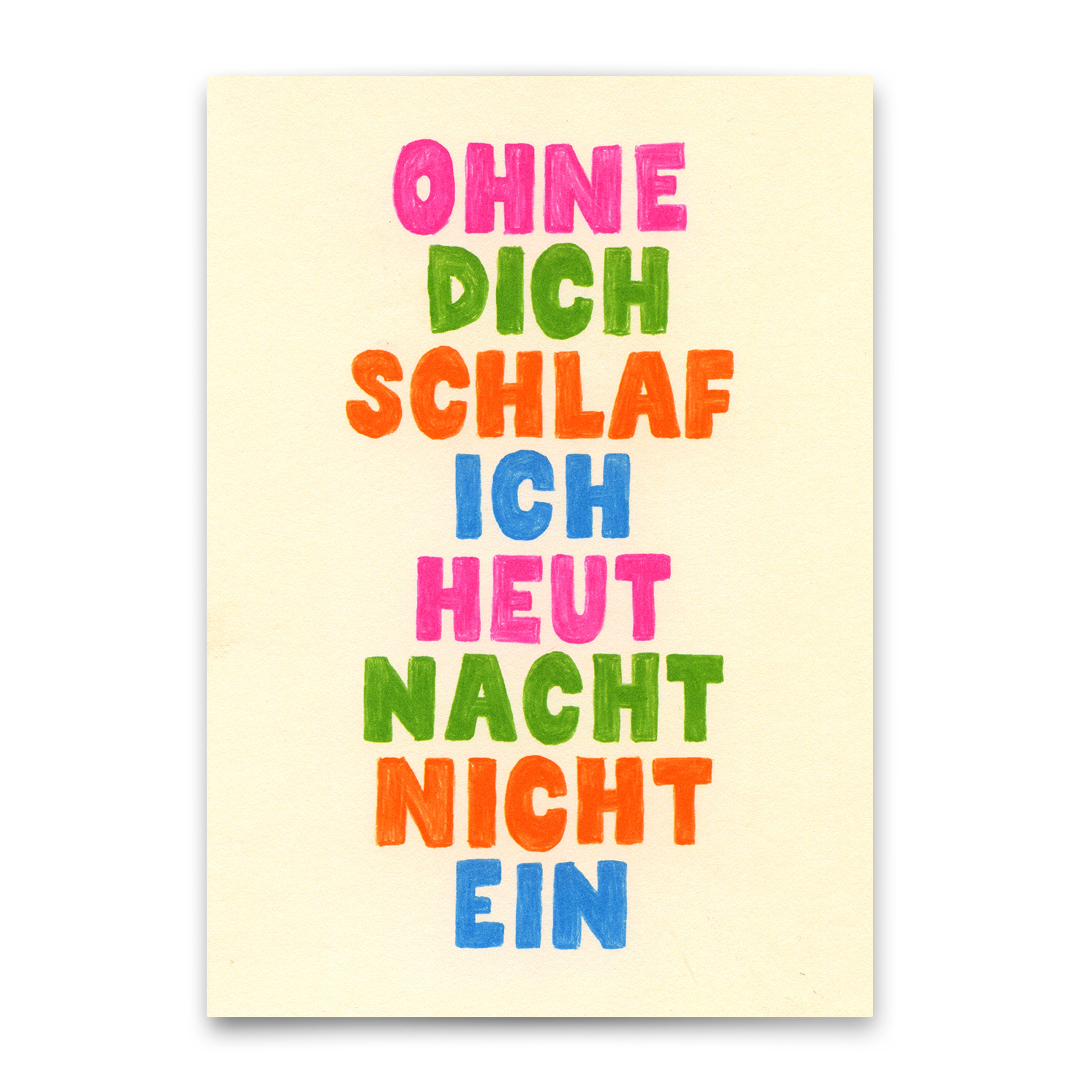 Postkarte "Ohne dich" | Besondere Karte für Verliebte