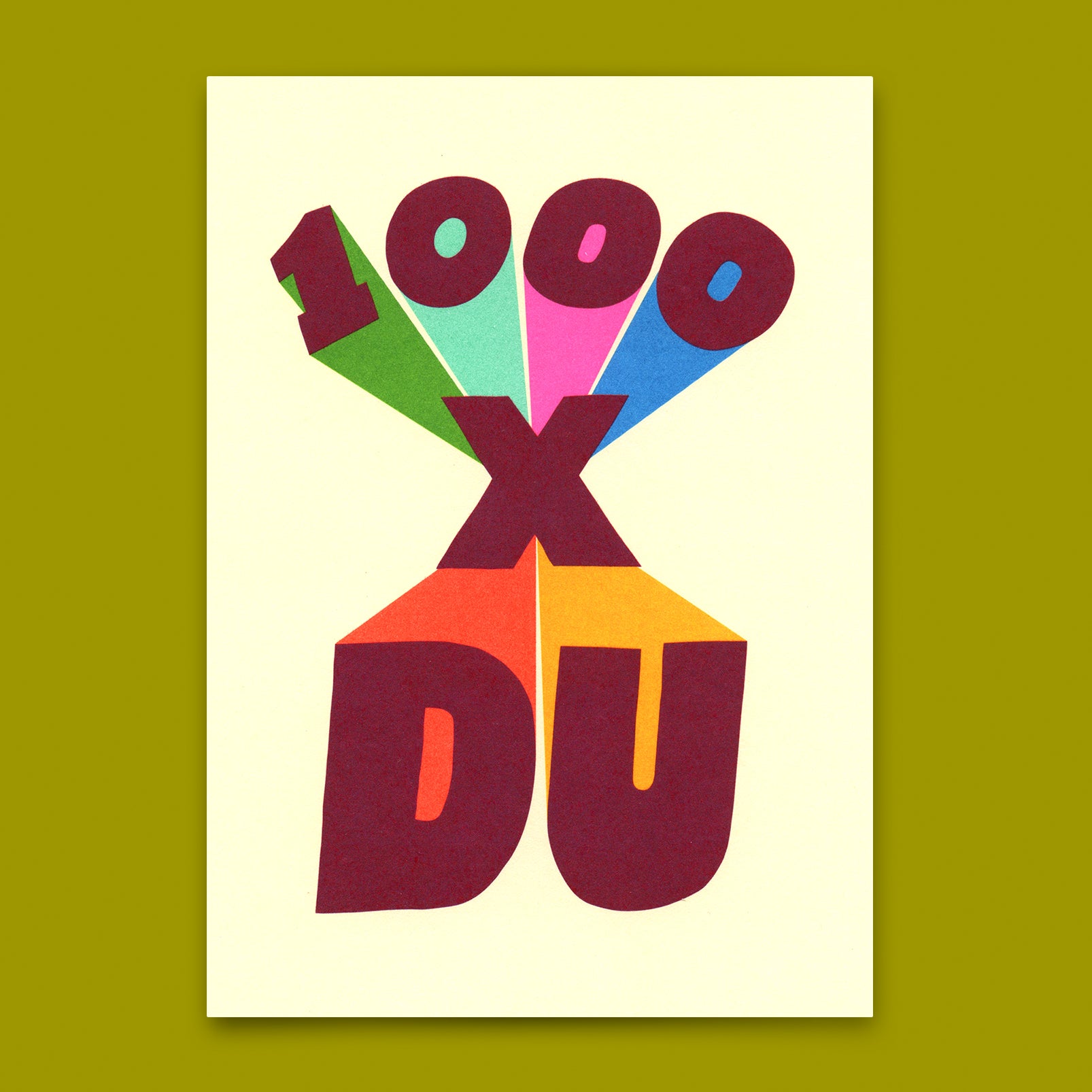 Postkarte "1000x du" | Coole Karte für Verliebte