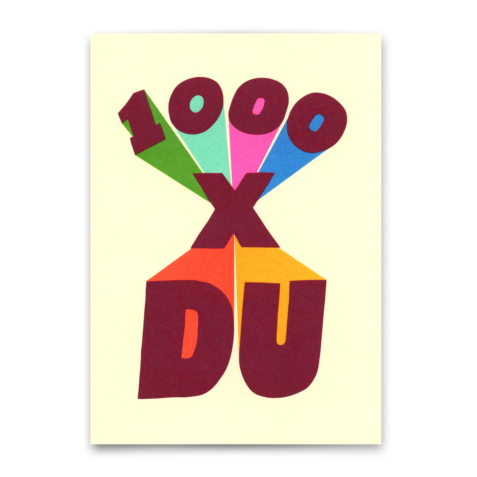 Postkarte "1000x du" | Coole Karte für Verliebte