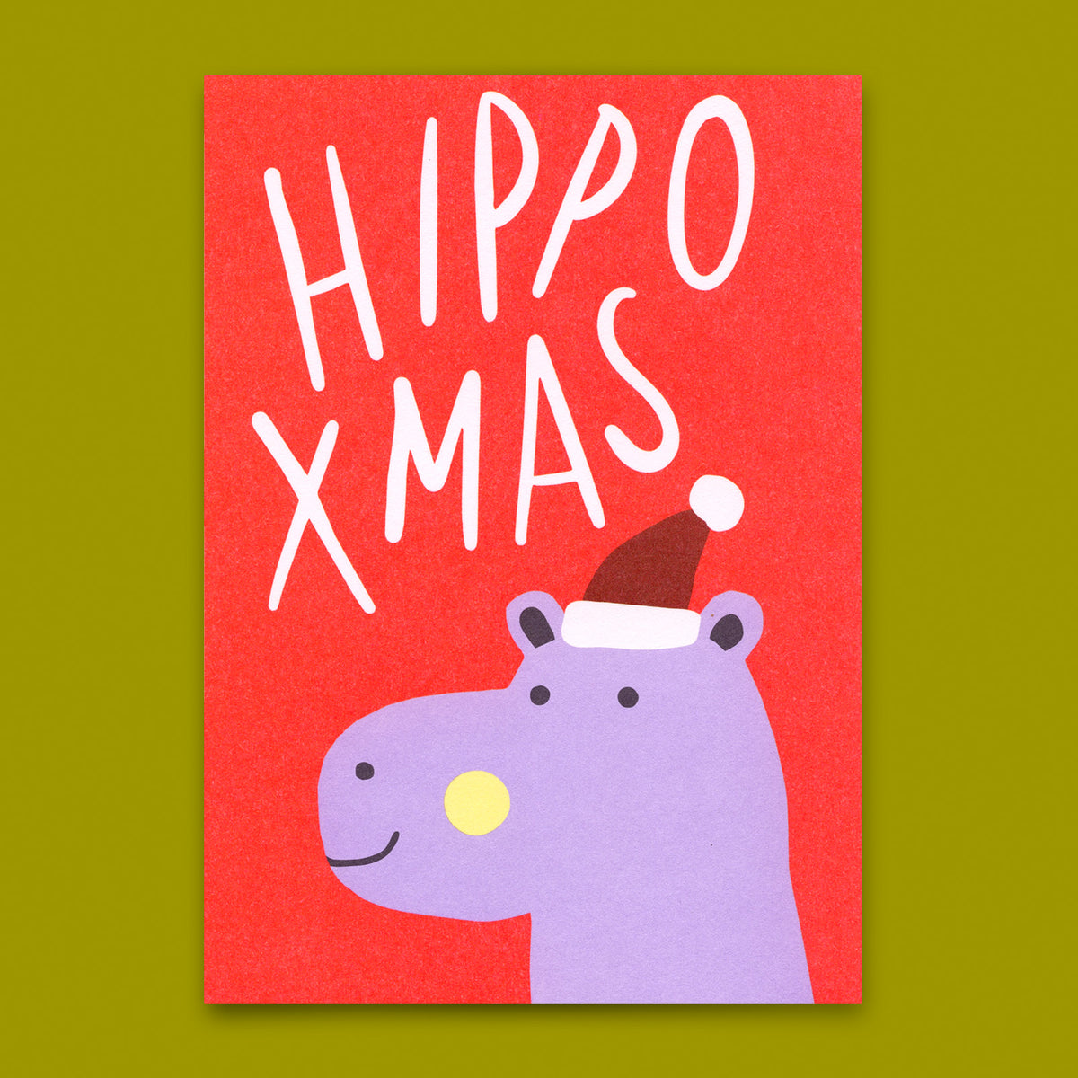 Postkarte "Hippo Xmas" | Ausgefallene Postkarte zu Weihnachten