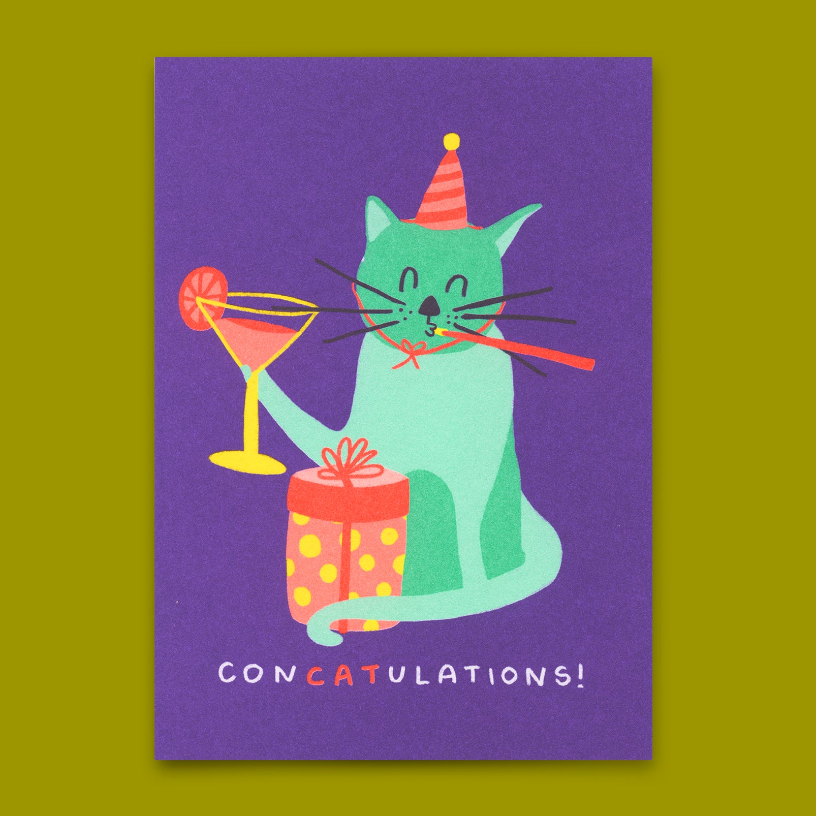 Postkarte "ConCatulations" | Lustige Karte mit Katzen-Motiv