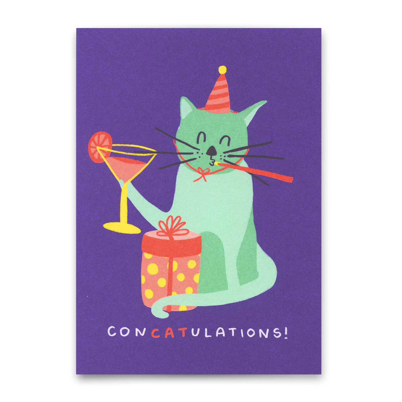 Postkarte "ConCatulations" | Lustige Karte mit Katzen-Motiv